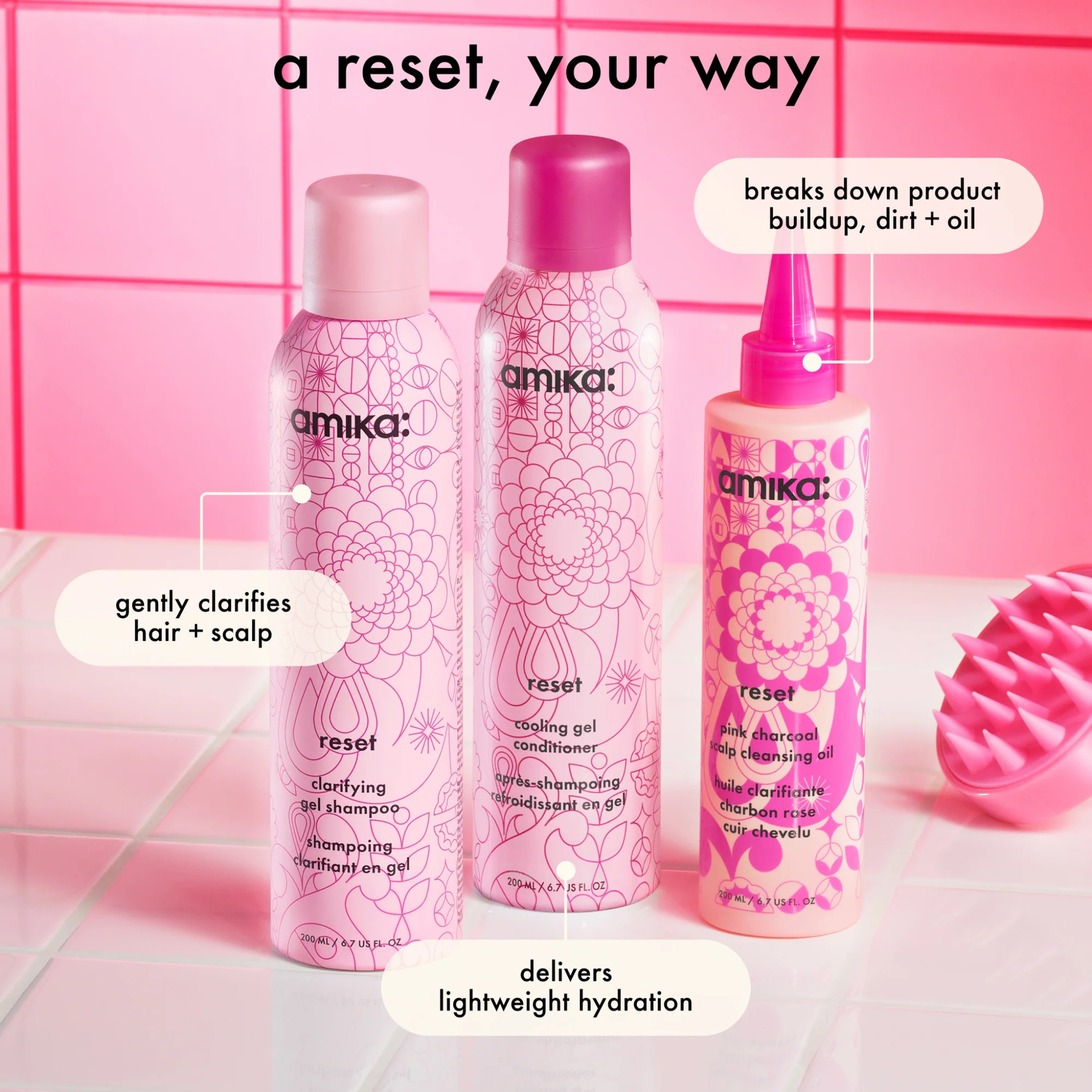 Amika. Revitalisant Rafraîchissant en Gel Reset - 200 ml