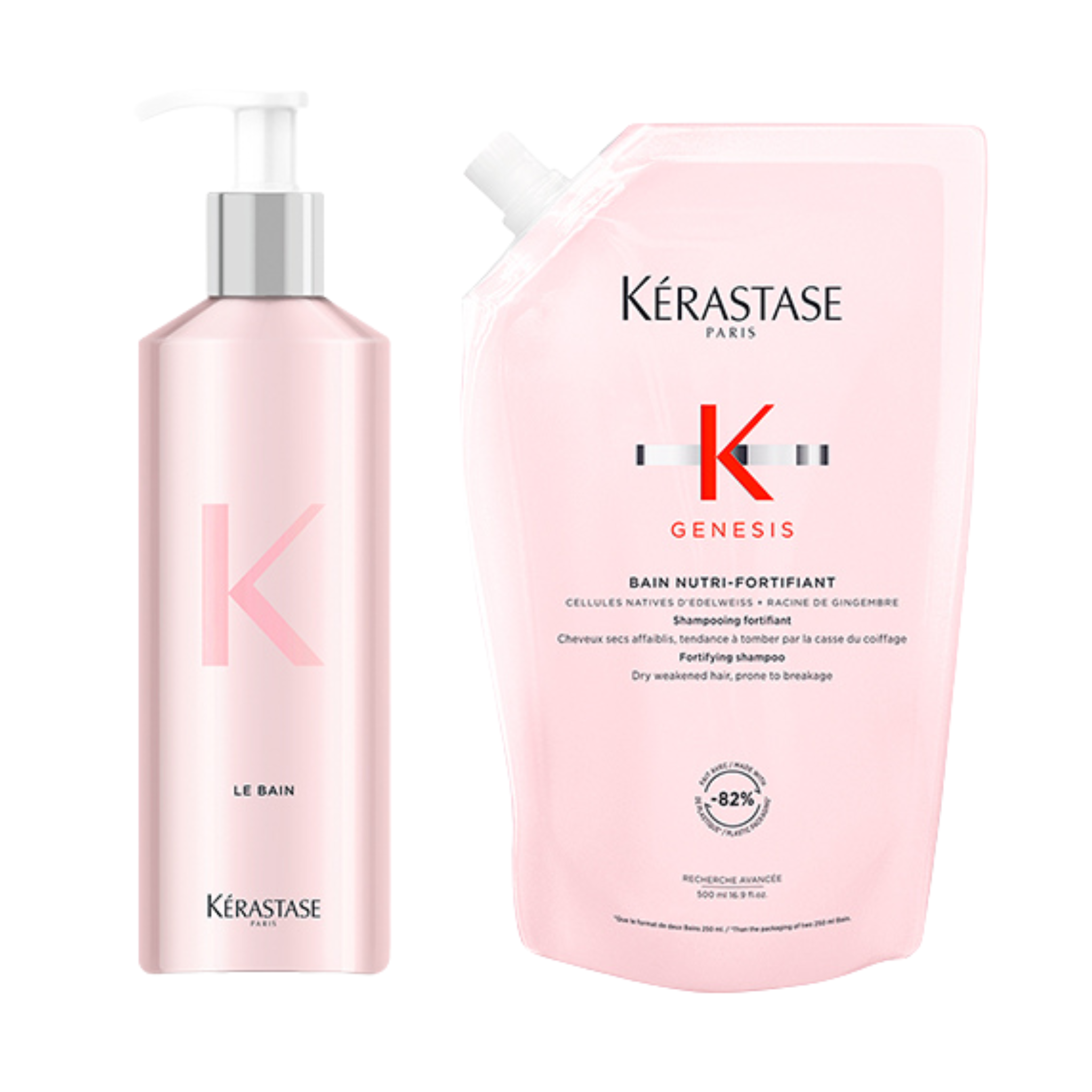 Kérastase. Duo Genesis Bain Nutri-Fortifiant Shampoo Refillable + Bottle - 500 ml
