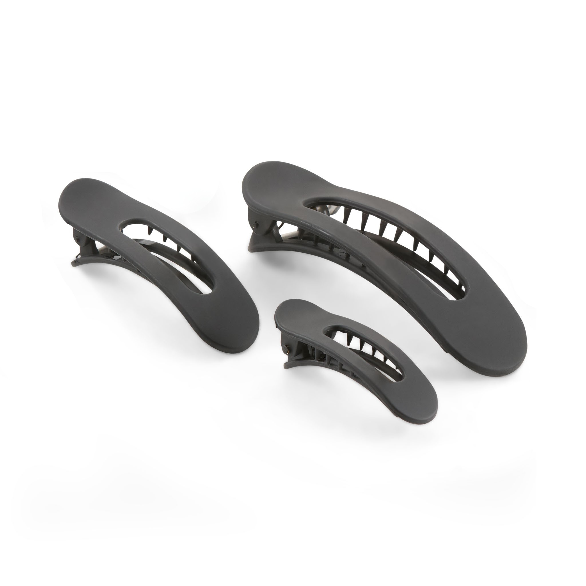 Concept C. Trio of Flat Openwork Hair Clips - Black