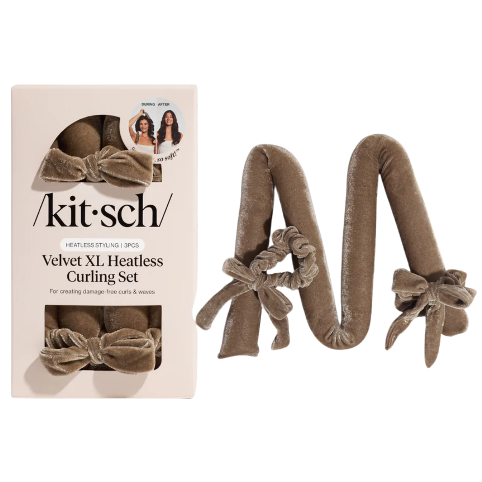 Kitsch. Ensemble Boucles Sans Chaleur Velours XL - Eucalyptus