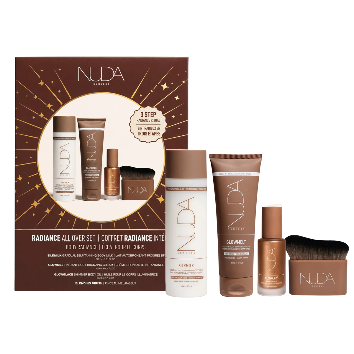 Nuda. Coffret Radiance Intégrale - Silkmilk, Glowmelt, Glowglacé et Pinceau