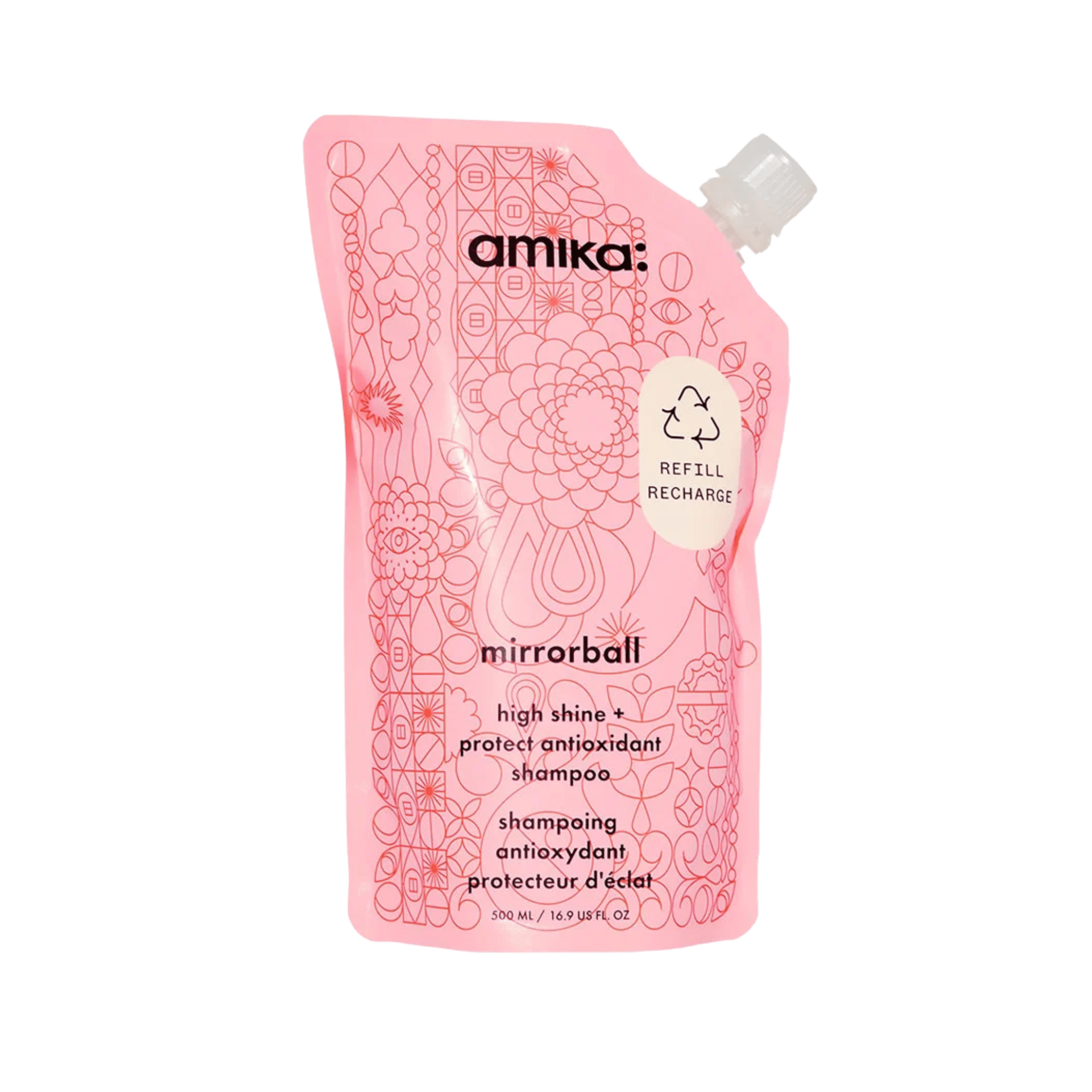 Amika. Shampoing Antioxydant Protecteur D'Éclat Mirrorball (Recharge) - 500 ml - Concept C. Shop