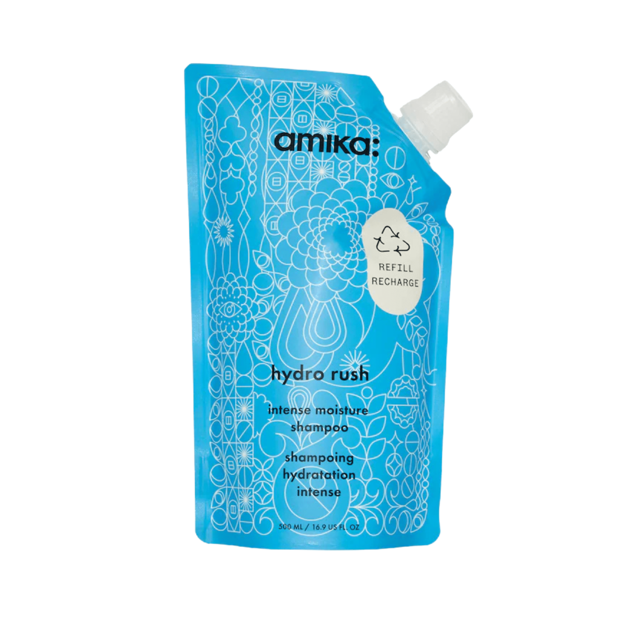 Amika. Shampoing Hydratation Intense Hydro Rush (Recharge) - 500 ml - Concept C. Shop