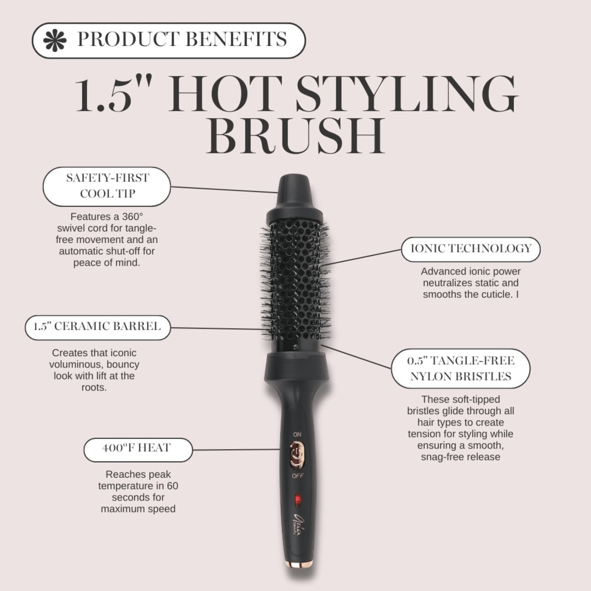 Aria Beauty. Brosse Chauffante Hairgoals - 1 1/2 po - Concept C. Shop