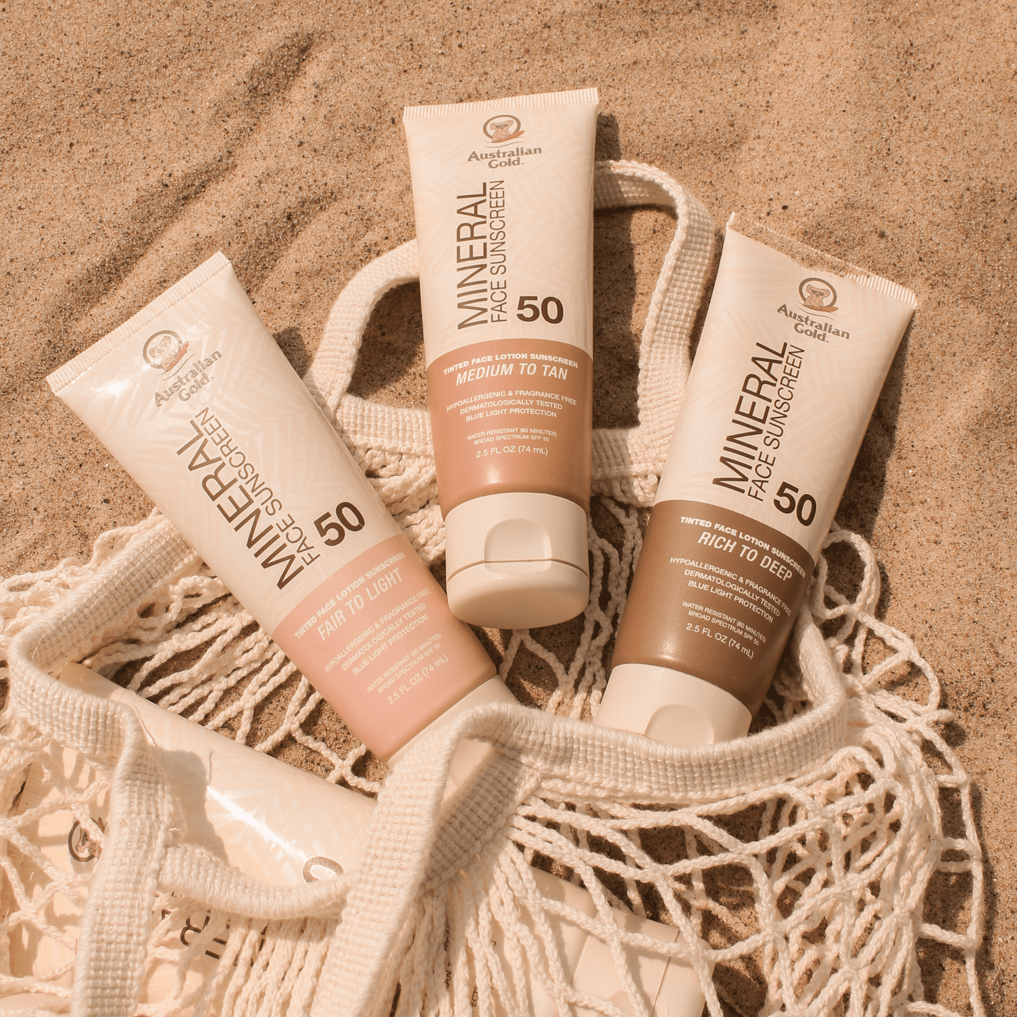 Australian Gold. Crème Solaire Minérale Teintée pour le Visage FPS 50 - Clair - 74 ml - Concept C. Shop