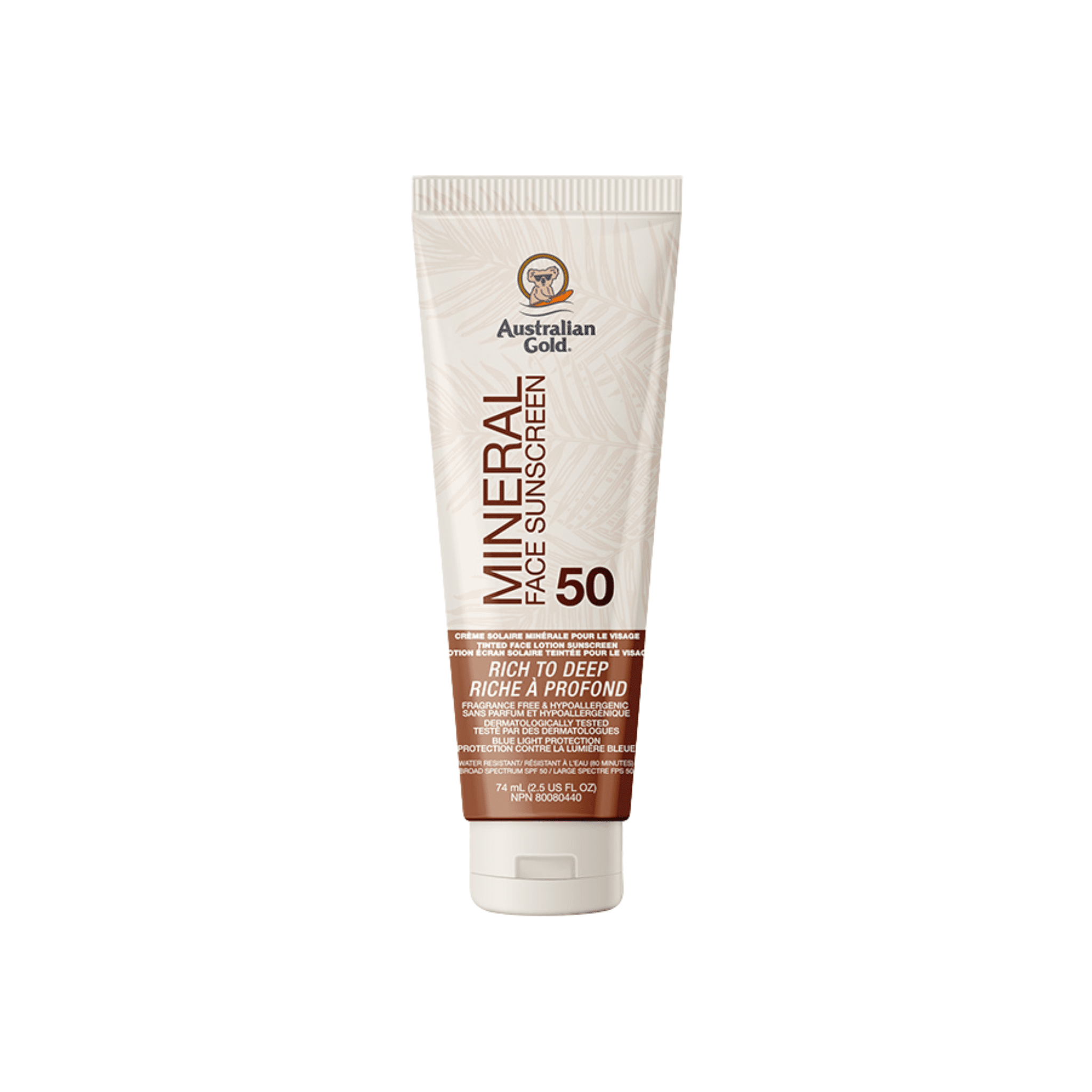 Australian Gold. Crème Solaire Minérale Teintée pour le Visage FPS 50 - Riche à Profond - 74 ml - Concept C. Shop