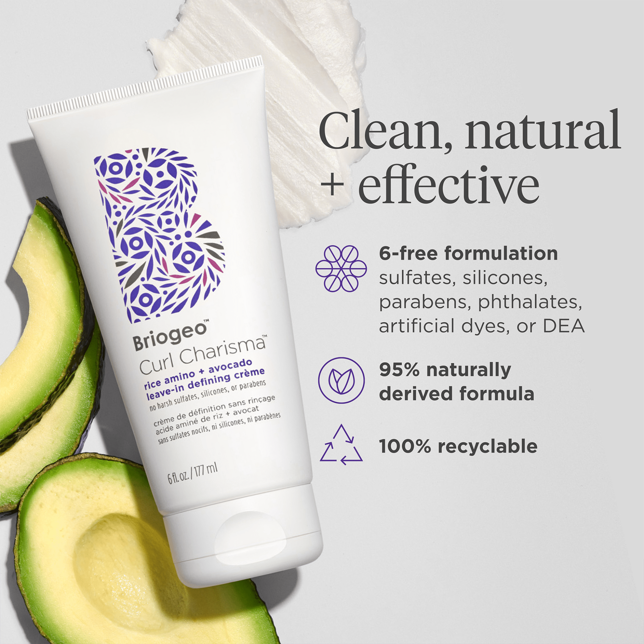 Briogeo. Crème de Définition Sans - Rinçage Acide Aminé de Riz + Avocat Curl Charisma - 177 ml - Concept C. Shop