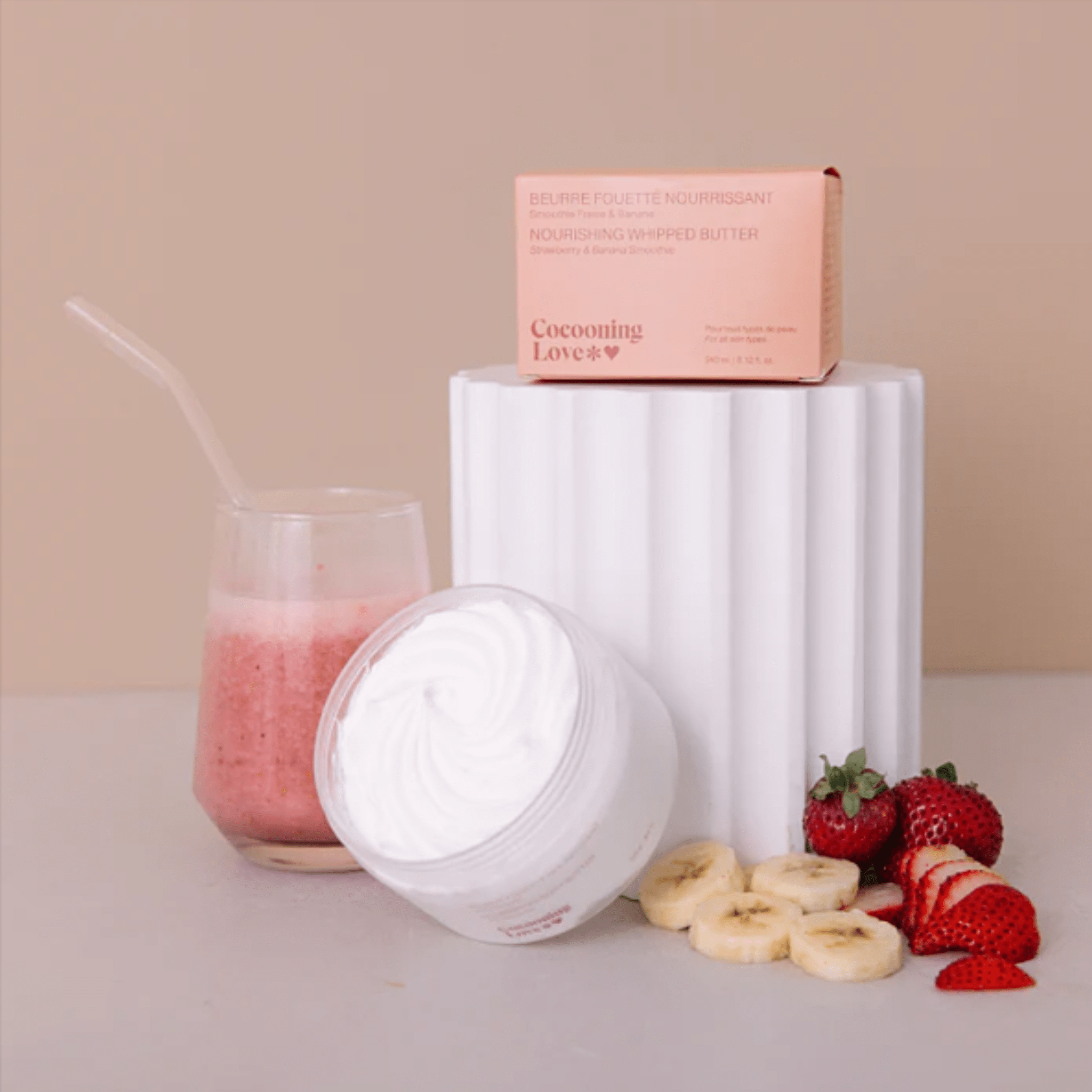 Cocooning Love. Beurre Corporel Fouetté Smoothie Fraise Et Banane - 240 ml - Concept C. Shop