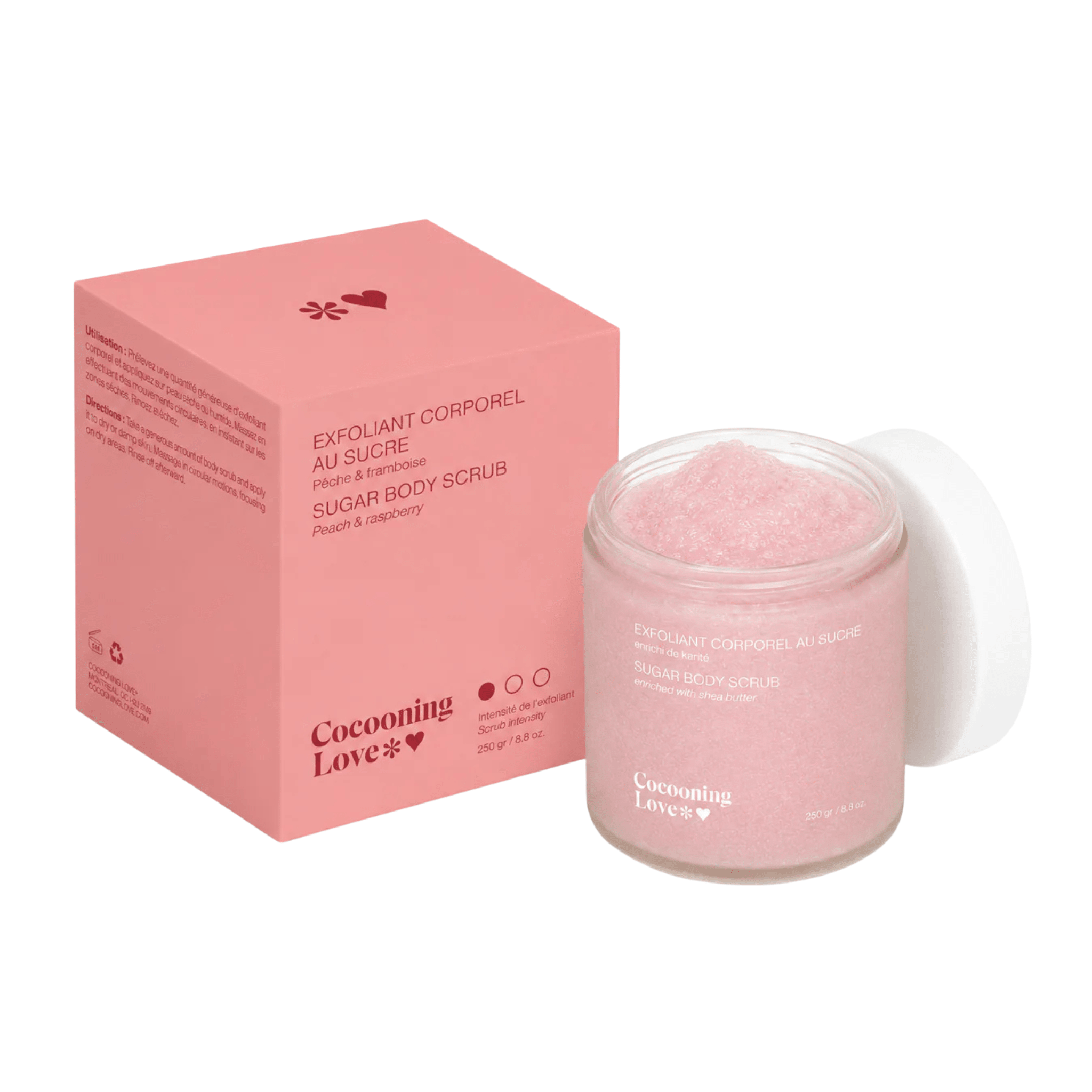 Cocooning Love. Exfoliant Corporel Au Sucre Pêche & Framboise - 250 g - Concept C. Shop