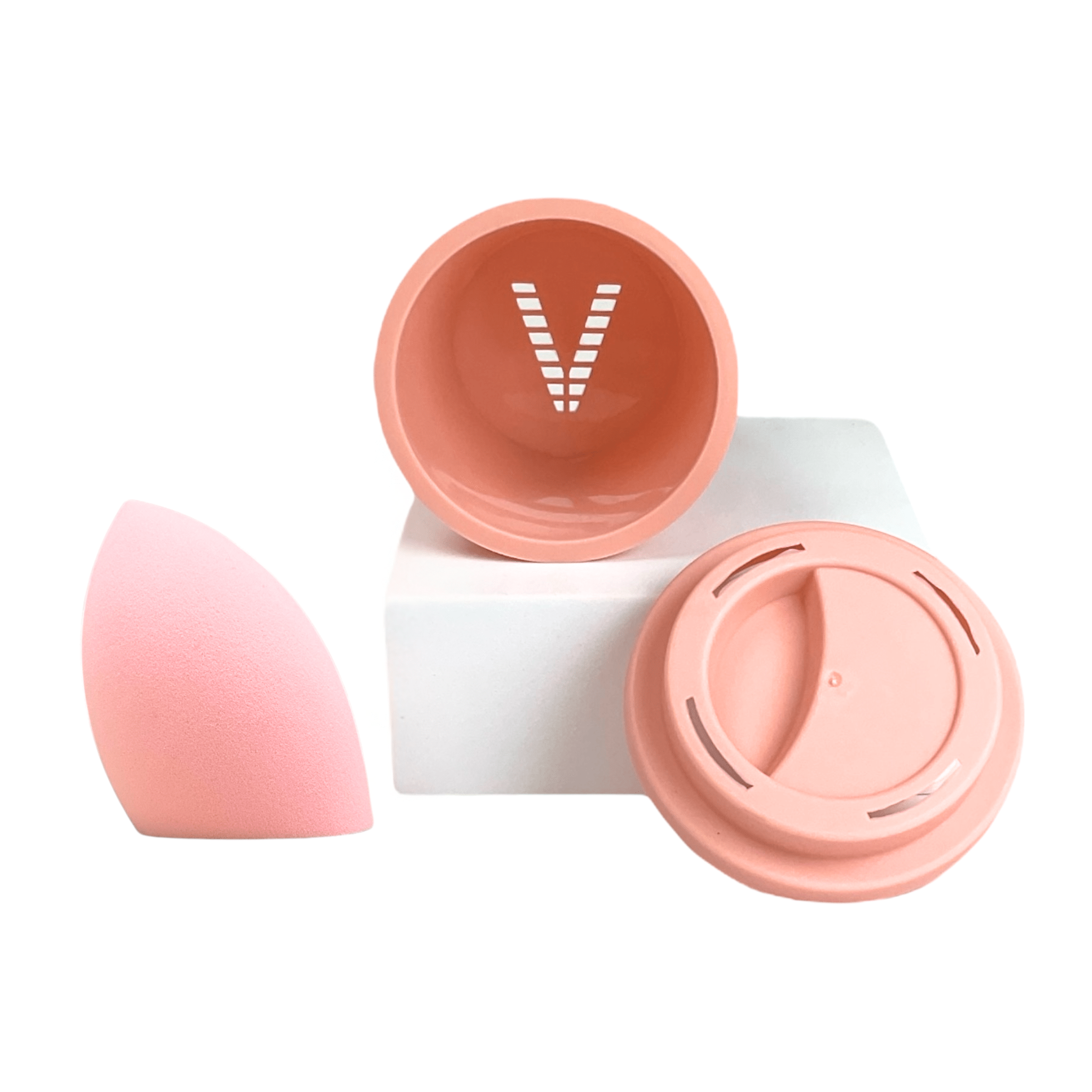 Concept C. Éponge à Maquillage Ciselée avec Étui de Transport - Rose - Concept C. Shop
