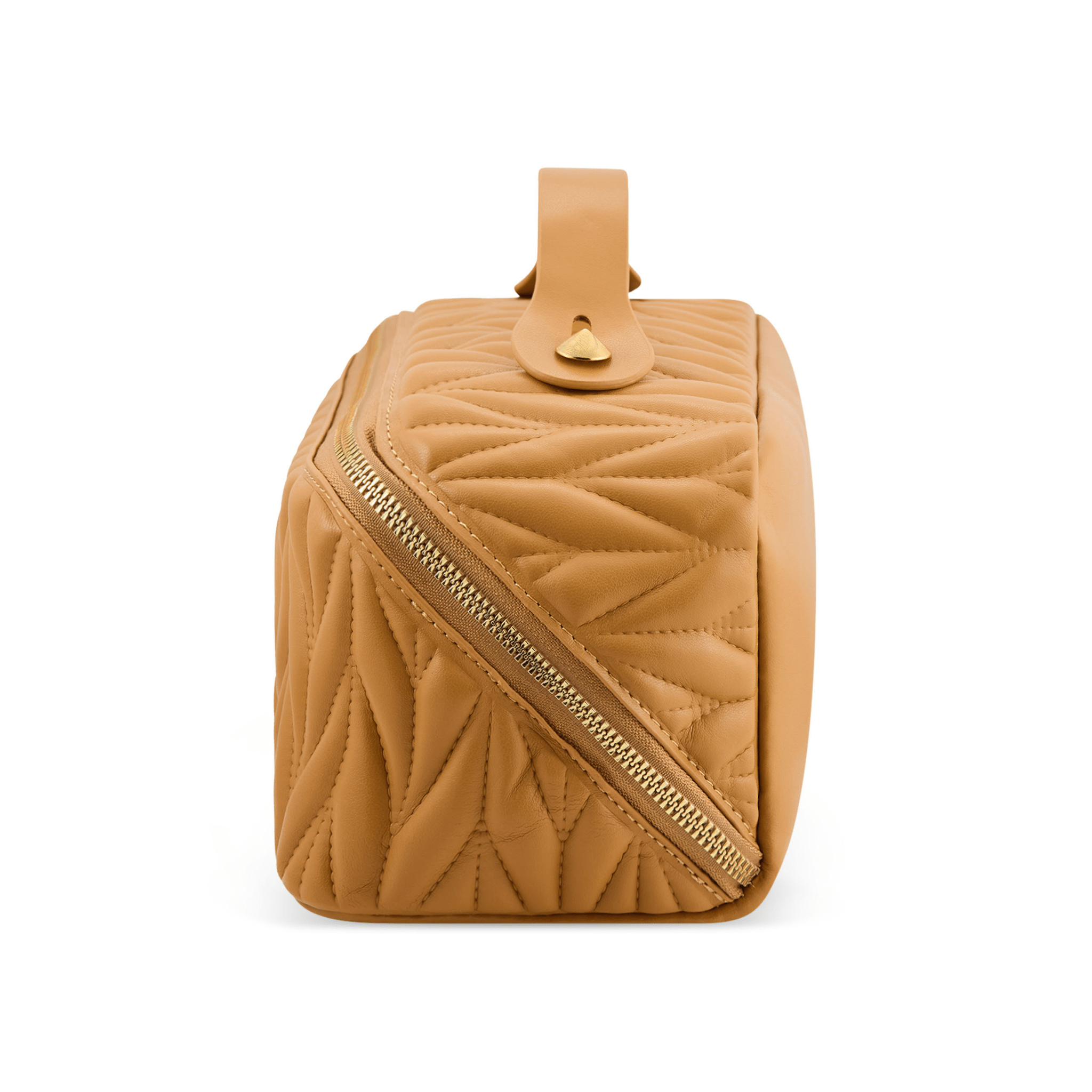 Concept C. Trousse Cosmétique Matelassée en Cuir Vegan - Caramel - Concept C. Shop