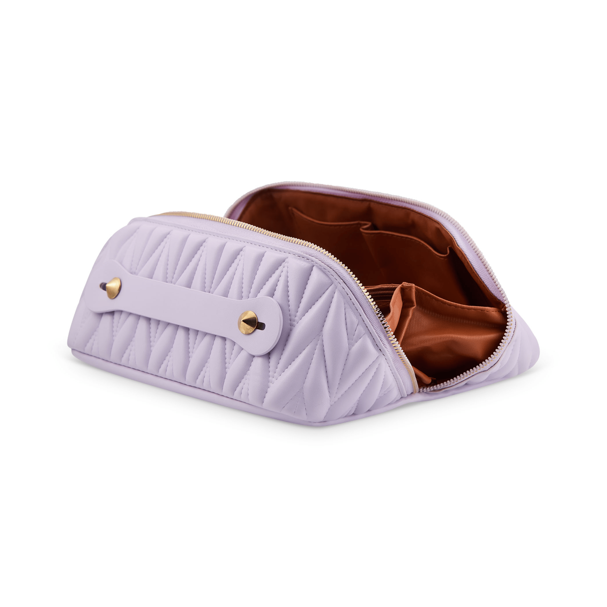 Concept C. Trousse Cosmétique Matelassée en Cuir Vegan - Lilas - Concept C. Shop