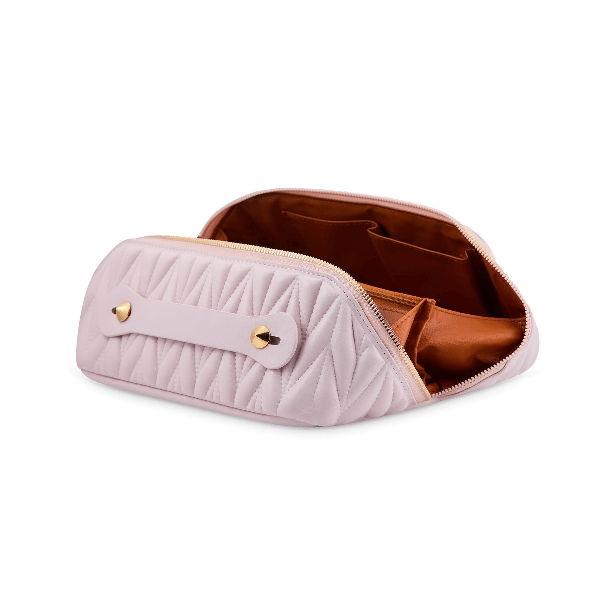 Concept C. Trousse Cosmétique Matelassée en Cuir Vegan - Rose Pâle - Concept C. Shop