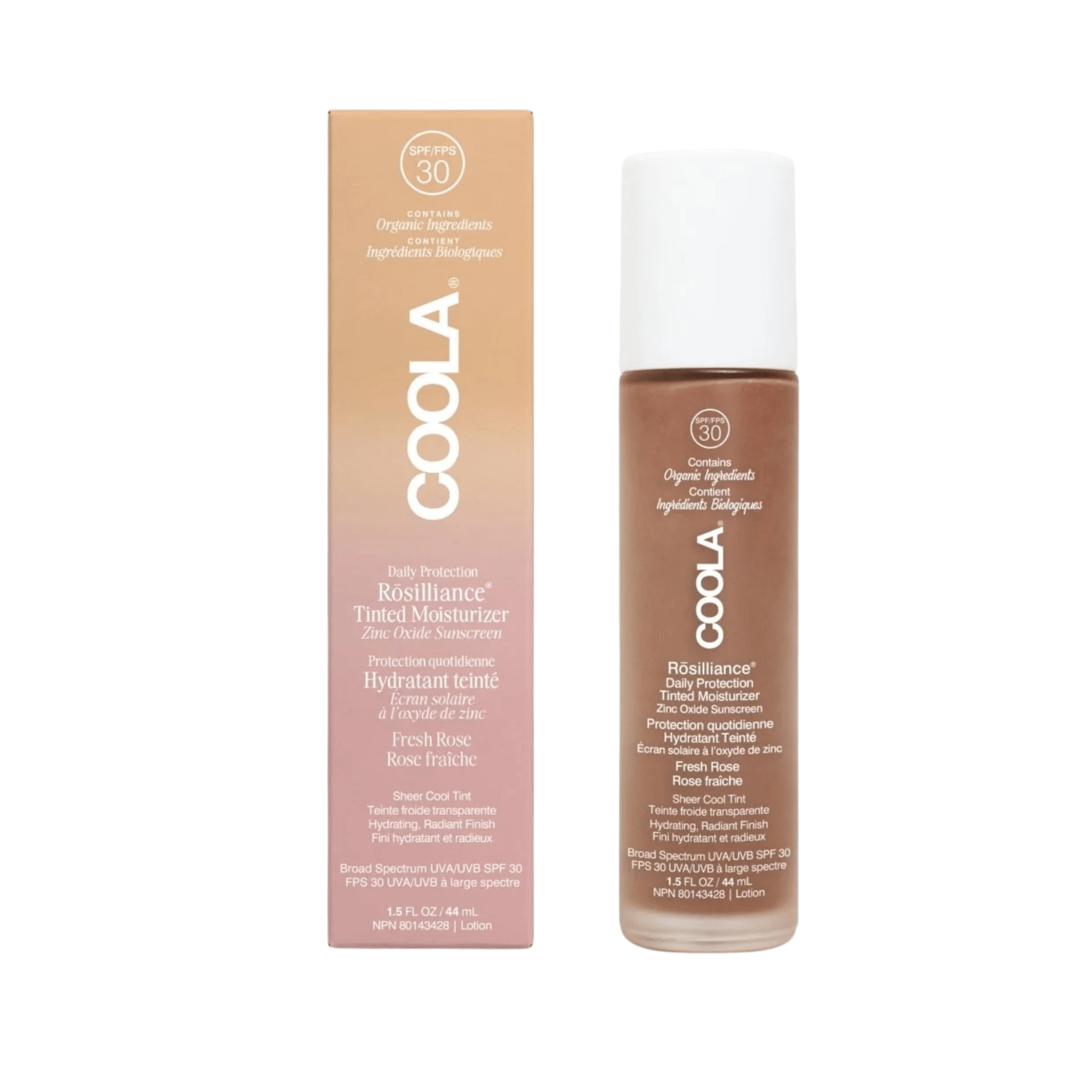 Coola. Hydratant Teinté Rosilliance Rose Fraiche Bio FPS 30 - 44 ml - Concept C. Shop