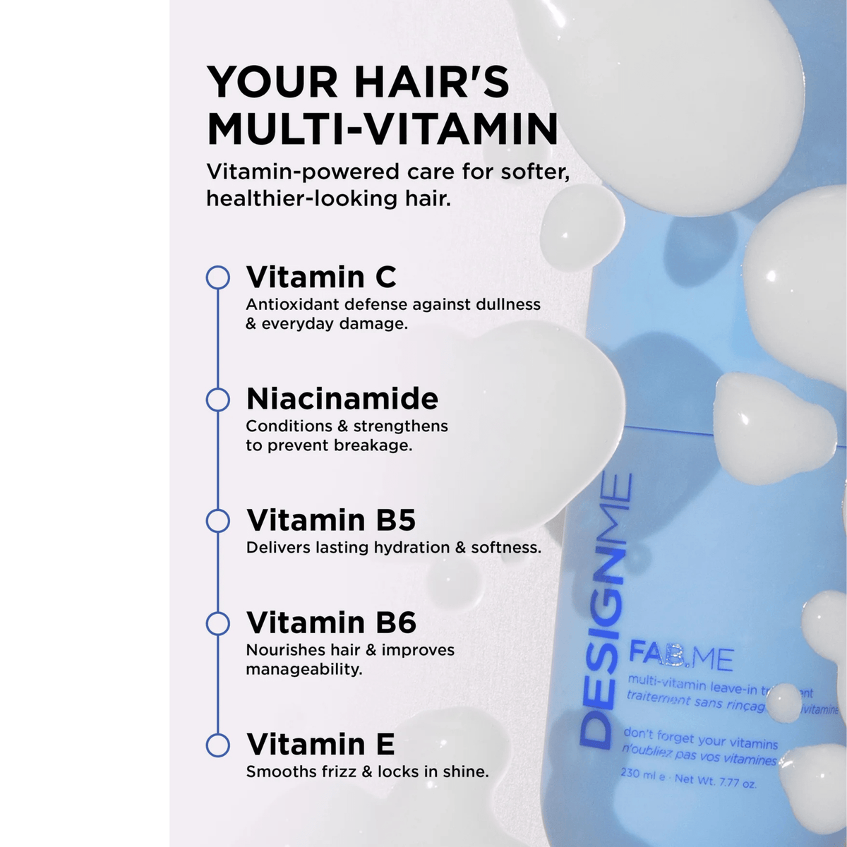Design Me. Traitement Sans-Rinçage Multivitaminé Fab.Me - 60 ml - Concept C. Shop