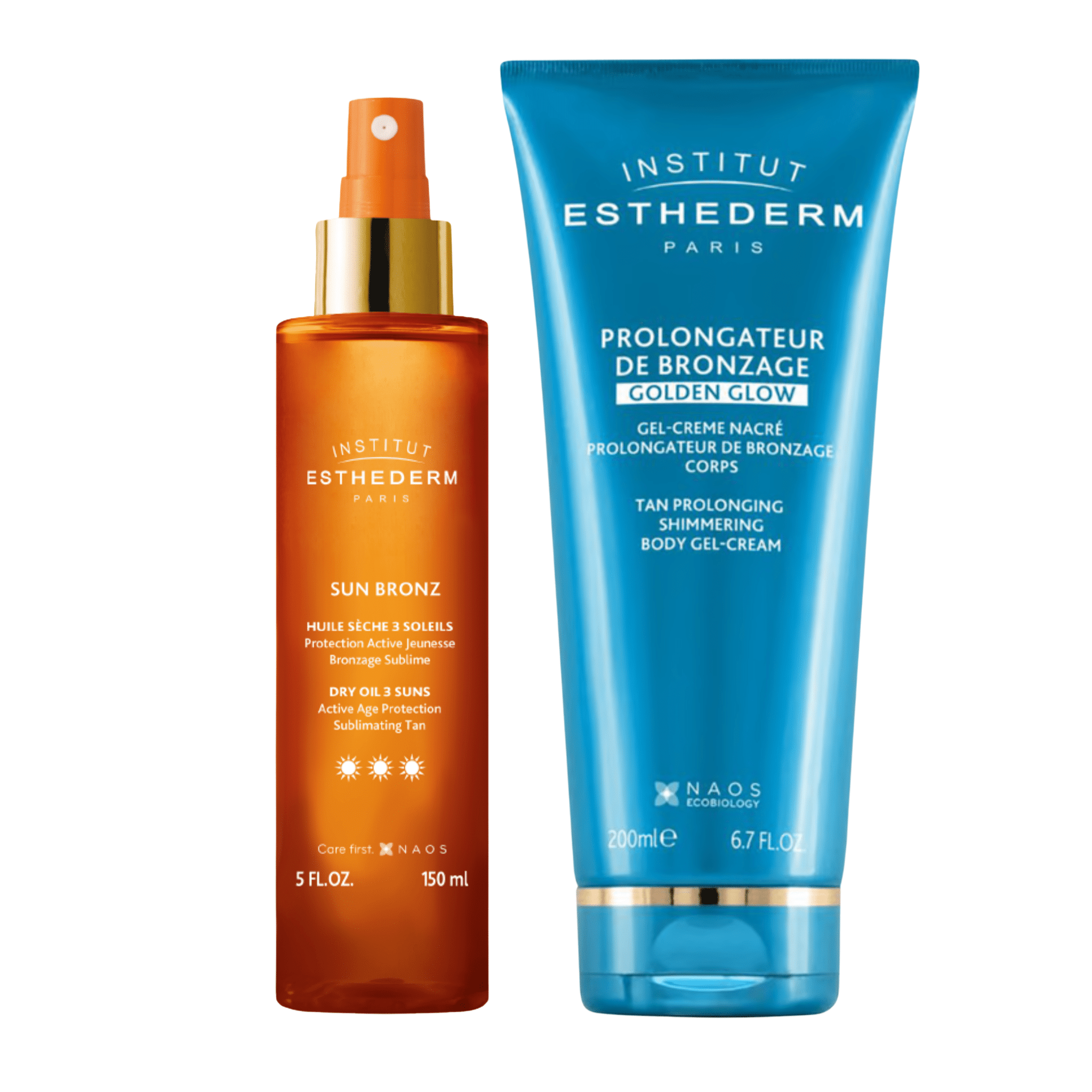 Esthederm. Duo Huile Sèche Sun Bronz et Prolongateur De Bronzage Nacré Golden Glow - Concept C. Shop