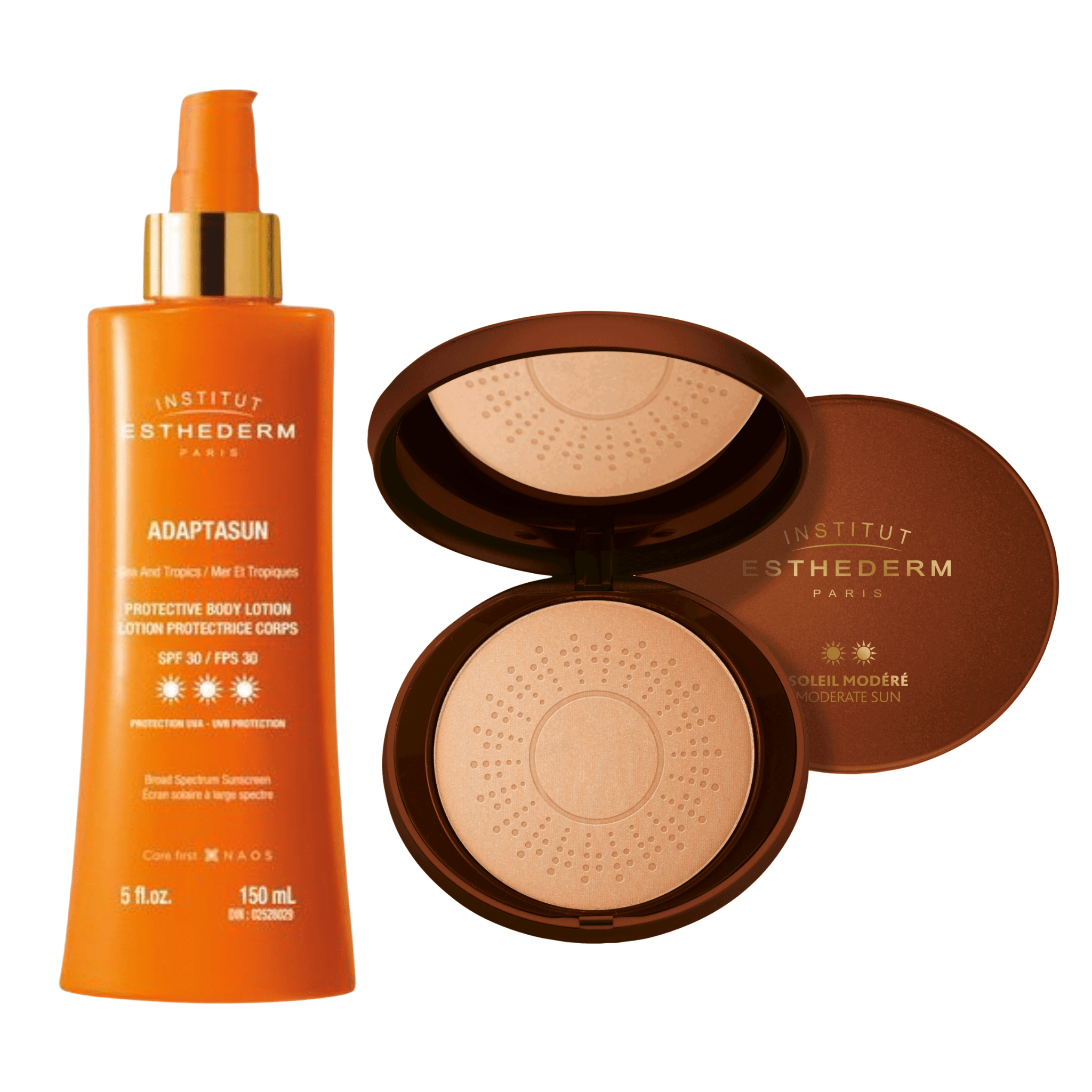 Esthederm. Duo Lotion Protectrice Adaptasun et Poudre Ensoleillante - Concept C. Shop