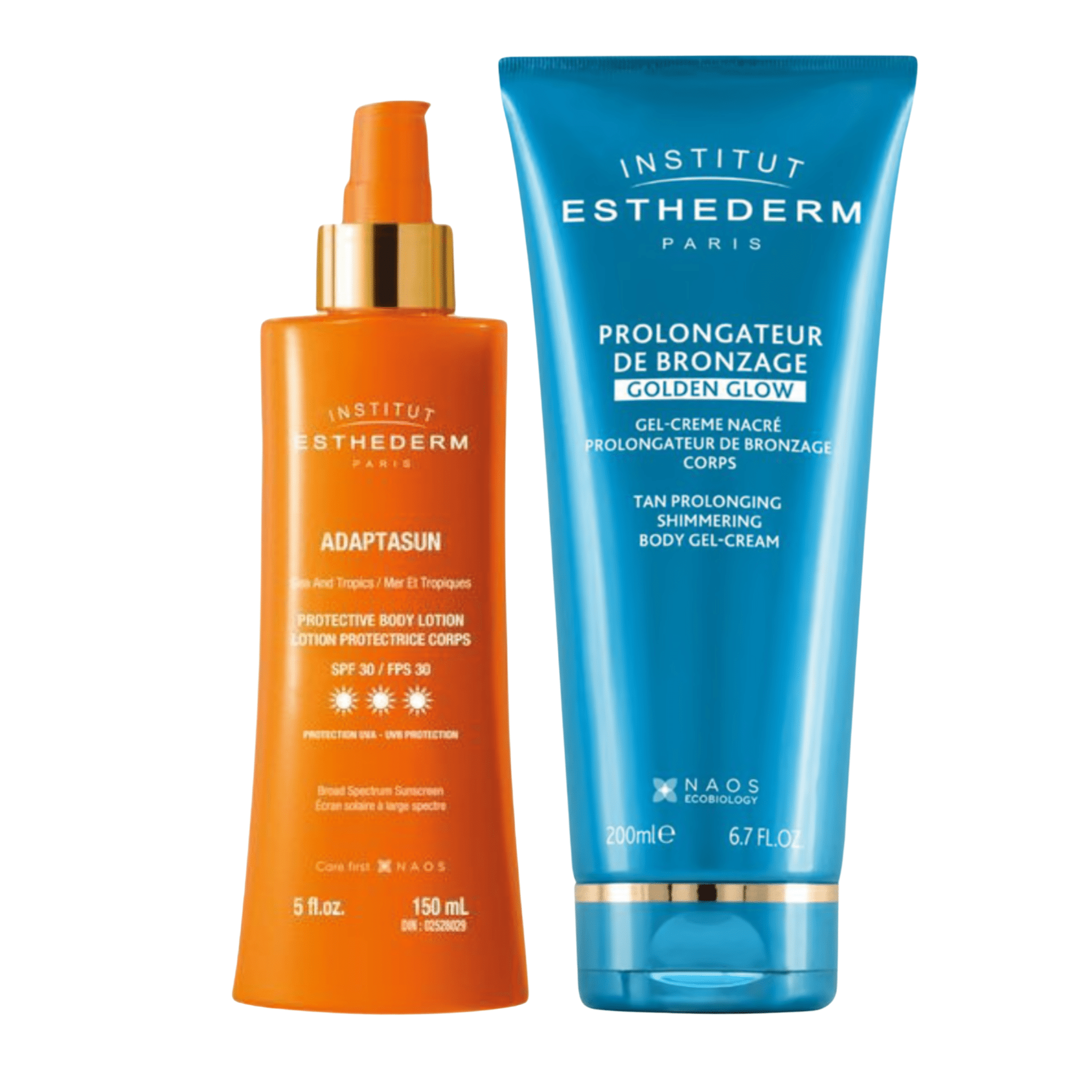 Esthederm. Duo Lotion Protectrice Adaptasun et Prolongateur De Bronzage Nacré Golden Glow - Concept C. Shop