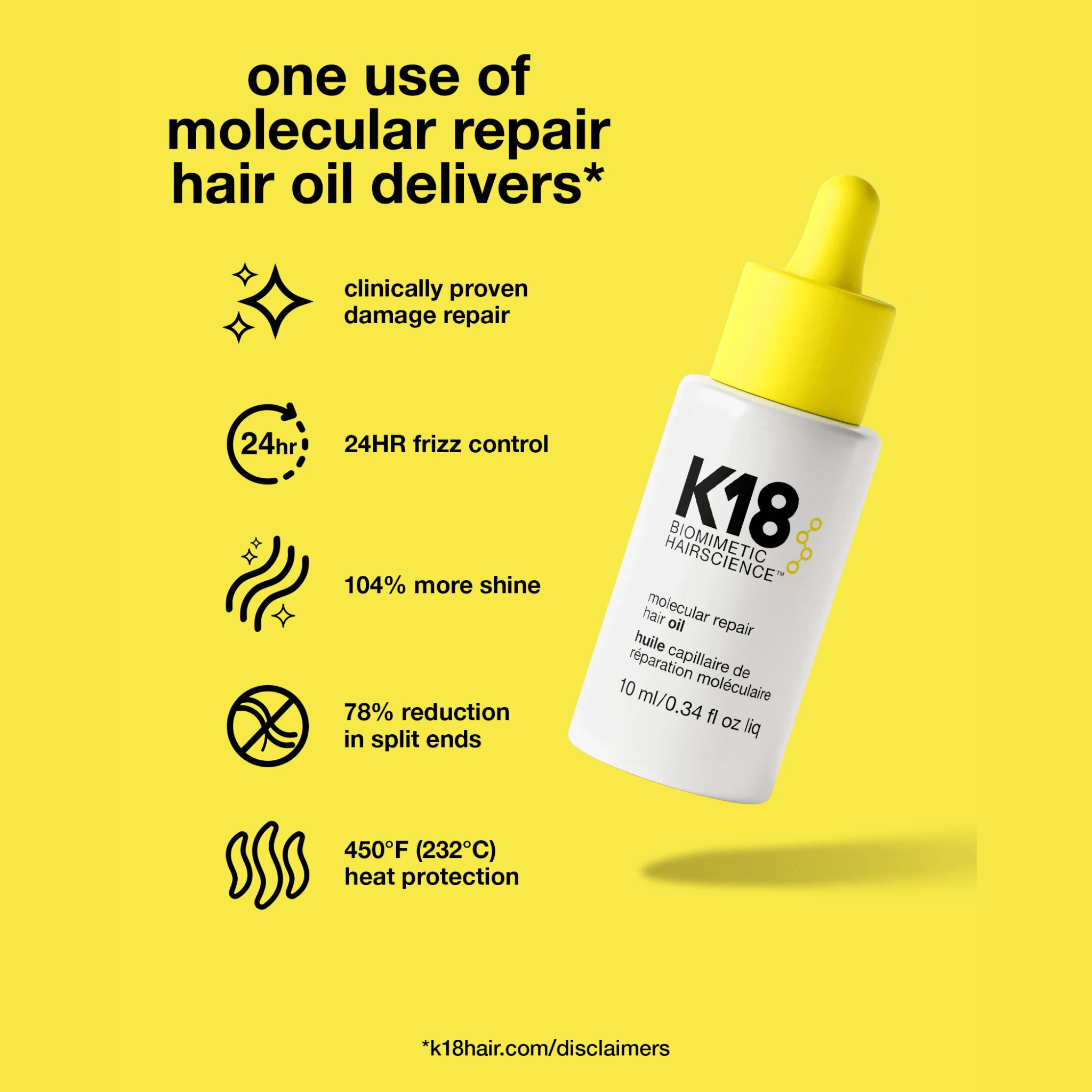 K18. Huile Capillaire de Réparation Moléculaire - 10 ml - Concept C. Shop