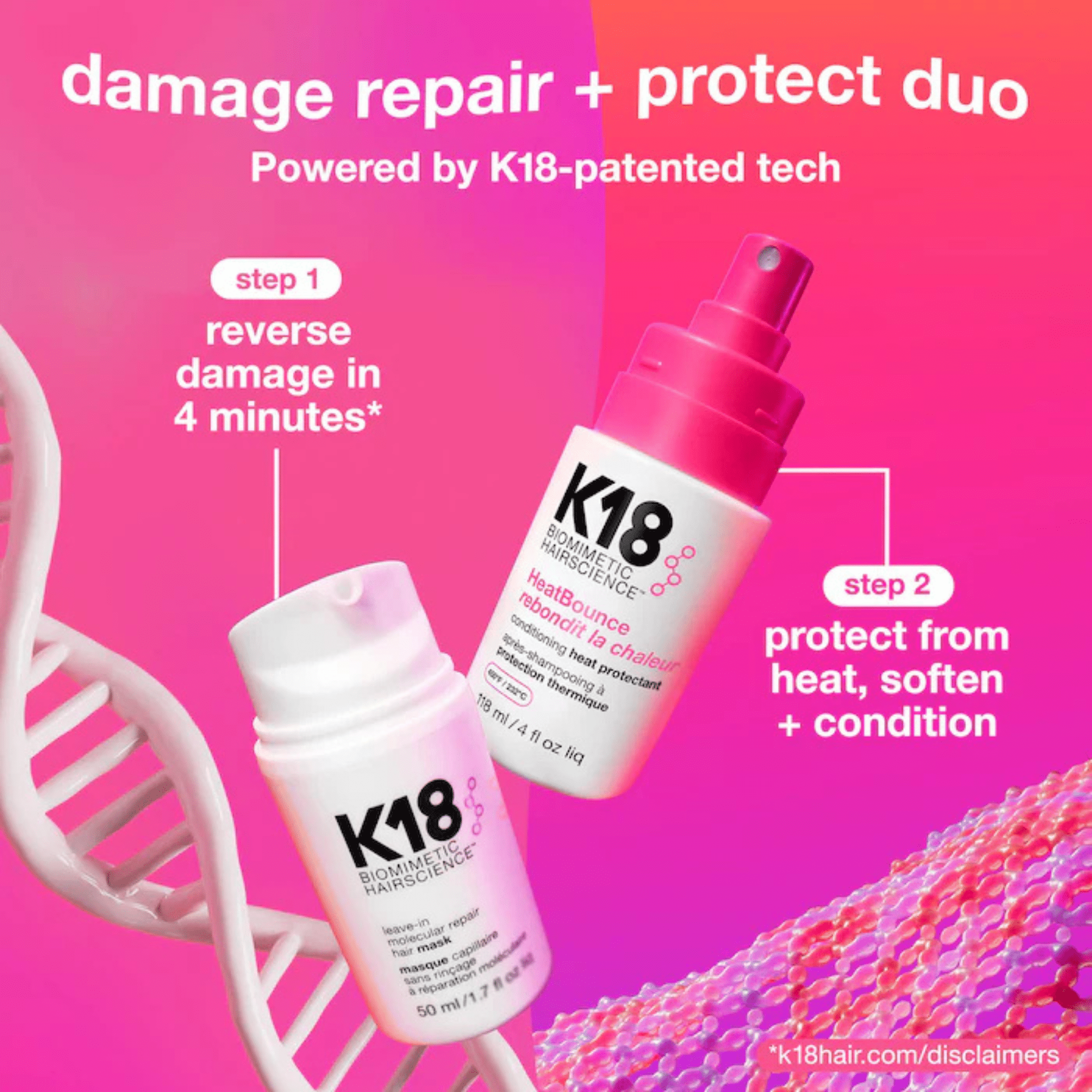 K18. Revitalisant Sans - Rinçage à Protection Thermique Heat Bounce - 118 ml - Concept C. Shop