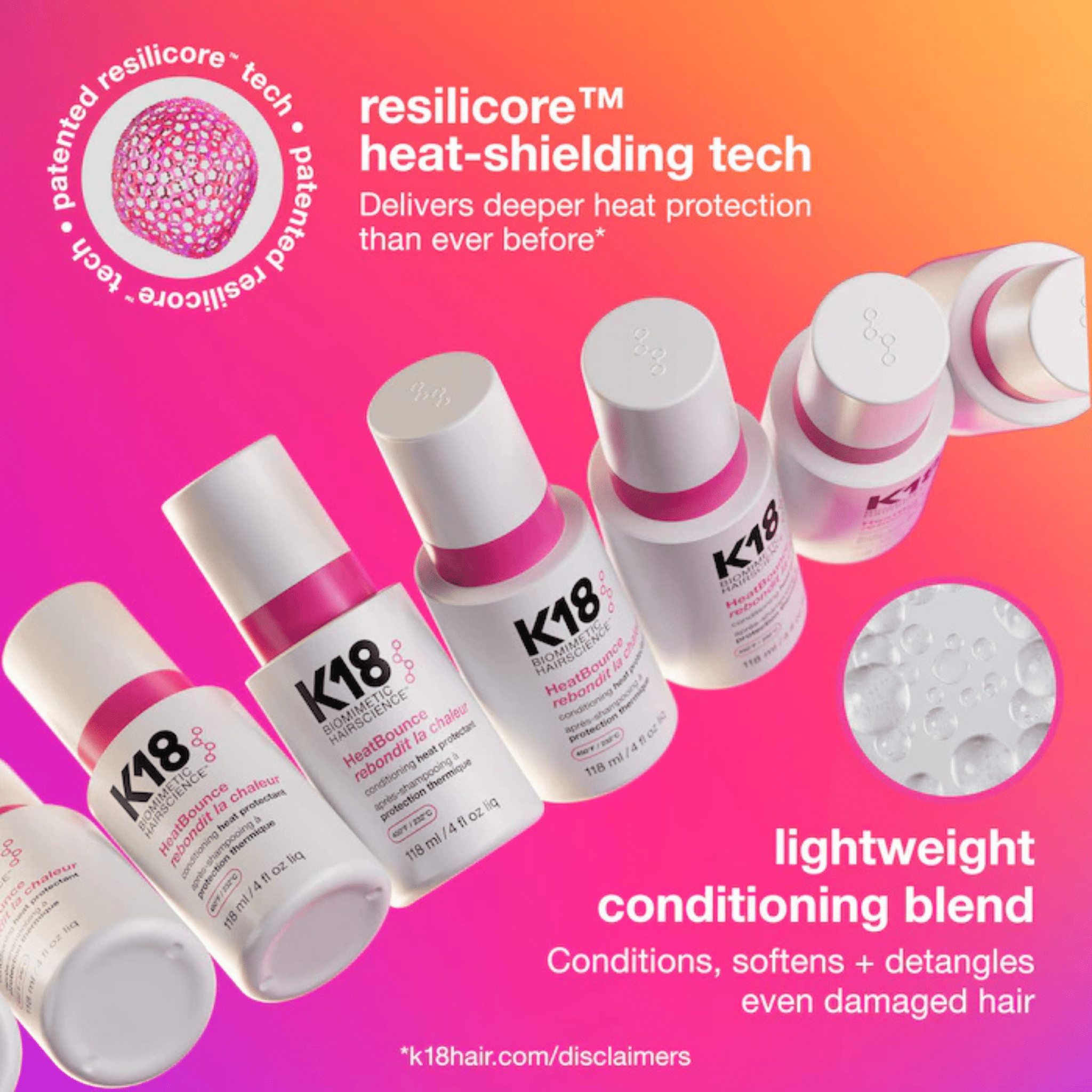 K18. Revitalisant Sans - Rinçage à Protection Thermique Heat Bounce - 118 ml - Concept C. Shop