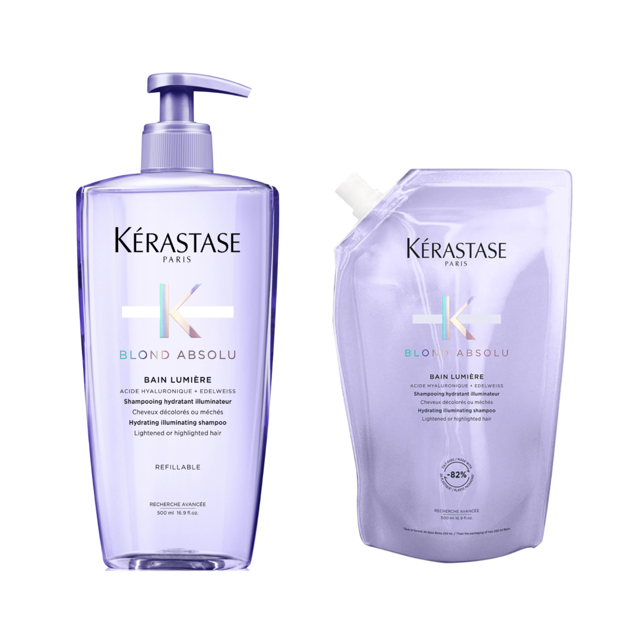 Kérastase. Blond Absolu Bain Lumière - Duo Recharge Et Bouteille 500 ml - Concept C. Shop