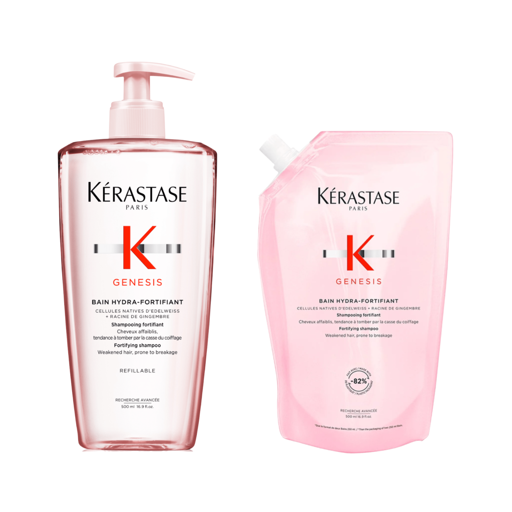 Kérastase. Genesis Bain Hydra - Fortifiant - Duo Recharge et Bouteille 500 ml - Concept C. Shop
