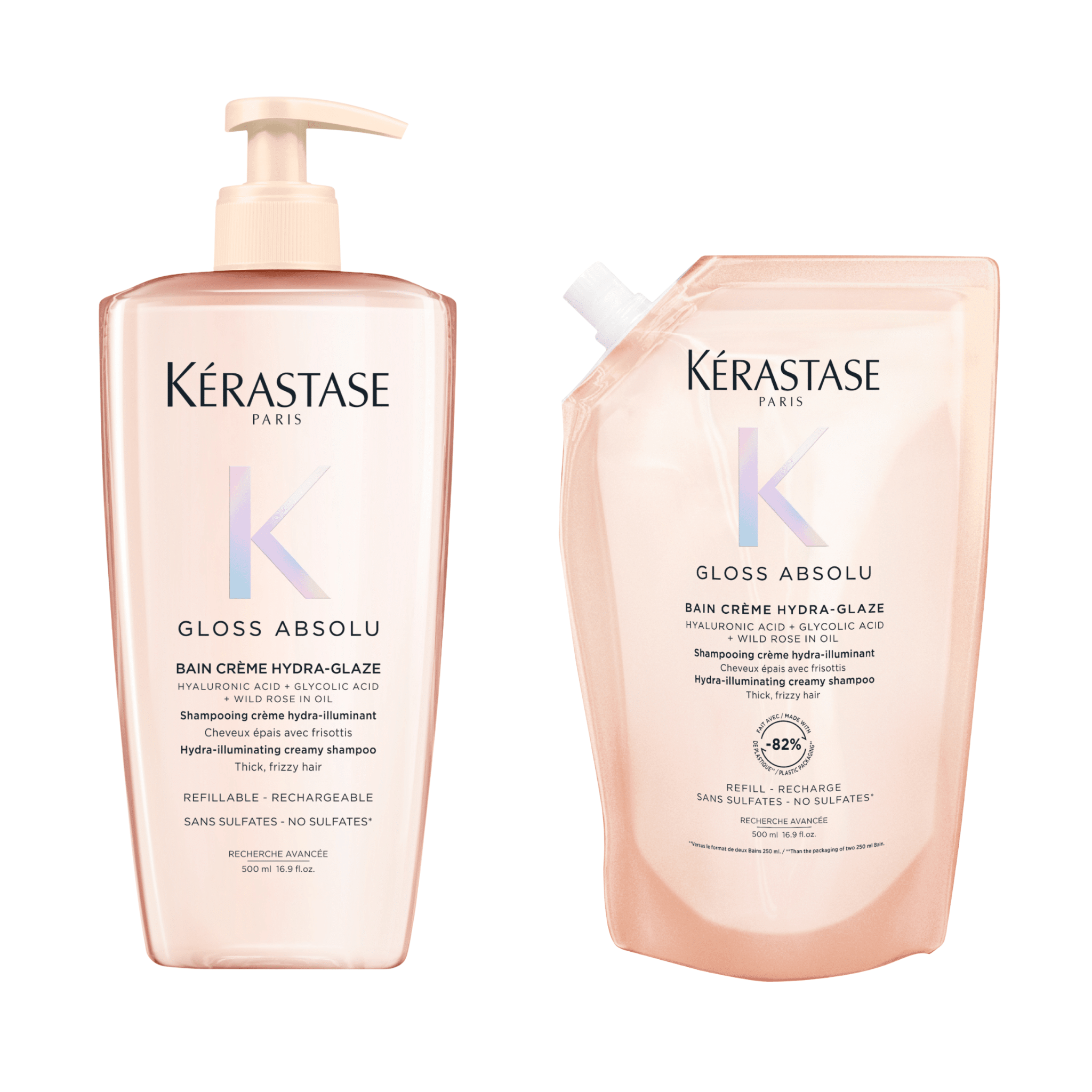 Kérastase. Gloss Absolu Bain Crème Hydra - Glaze - Duo Recharge et Bouteille 500 ml - Concept C. Shop