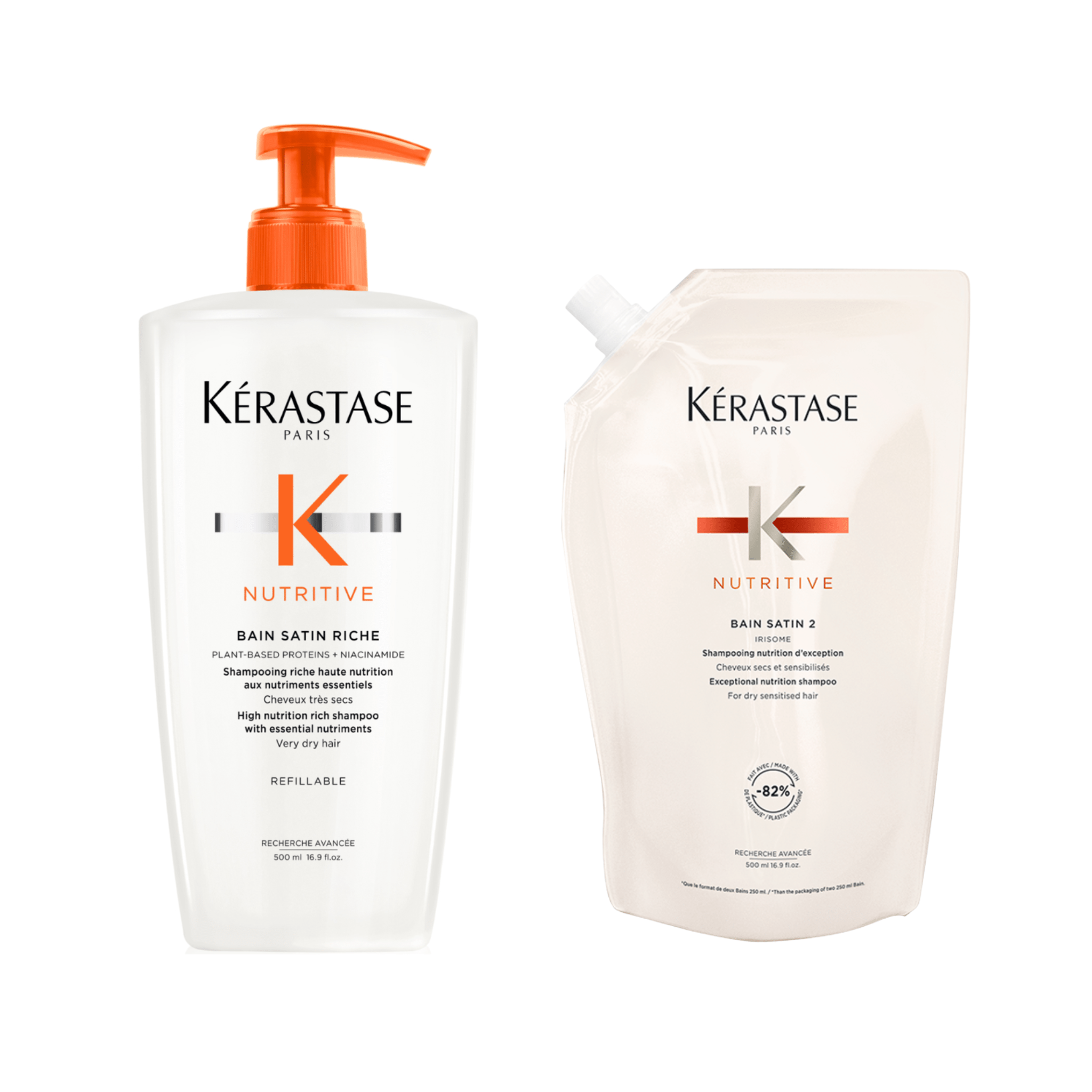 Kérastase. Nutritive Bain Satin Riche - Duo Recharge Et Bouteille 500 ml - Concept C. Shop