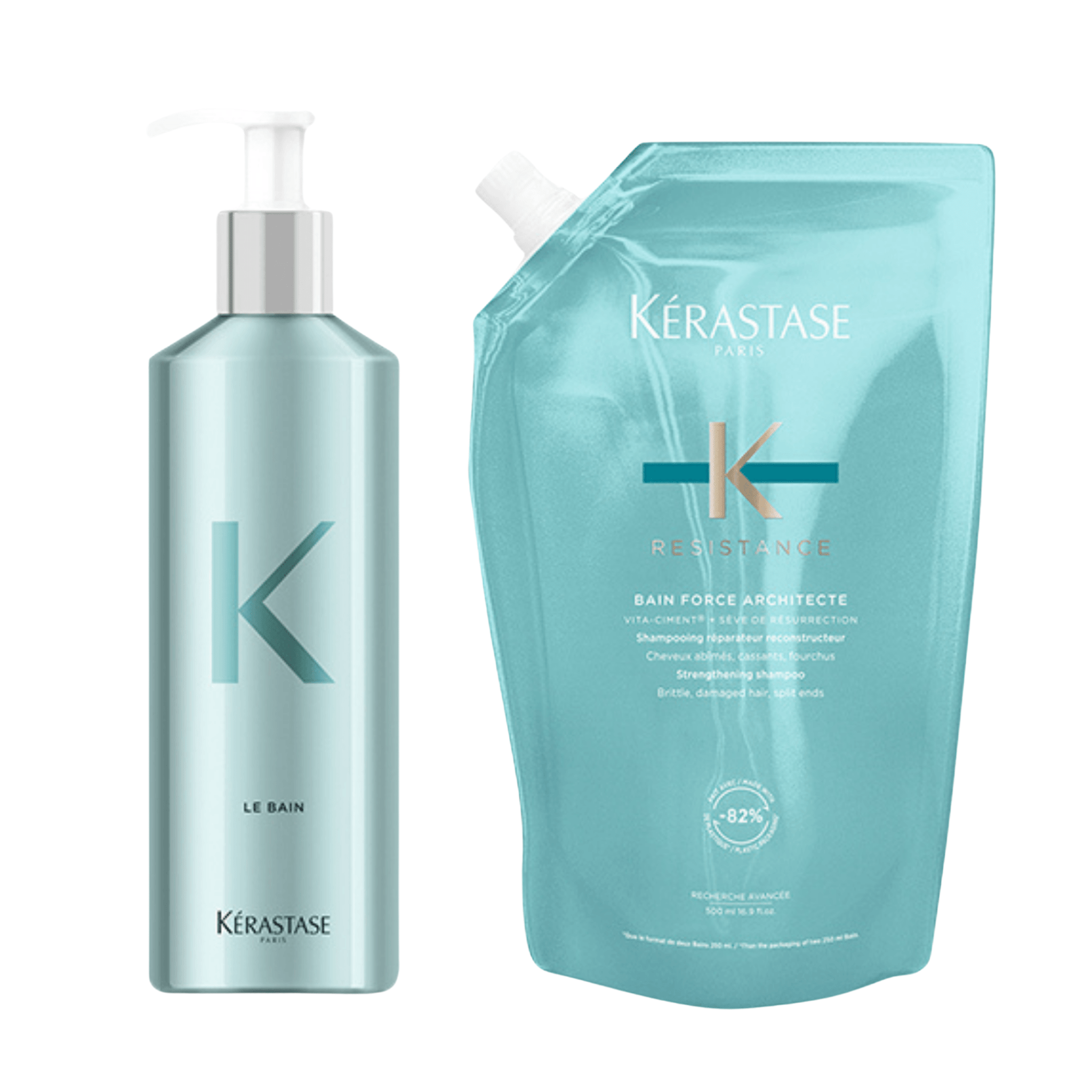 Kérastase. Resistance Duo Recharge de Shampoing Bain Force Architecte + Bouteille Réutilisable - Concept C. Shop