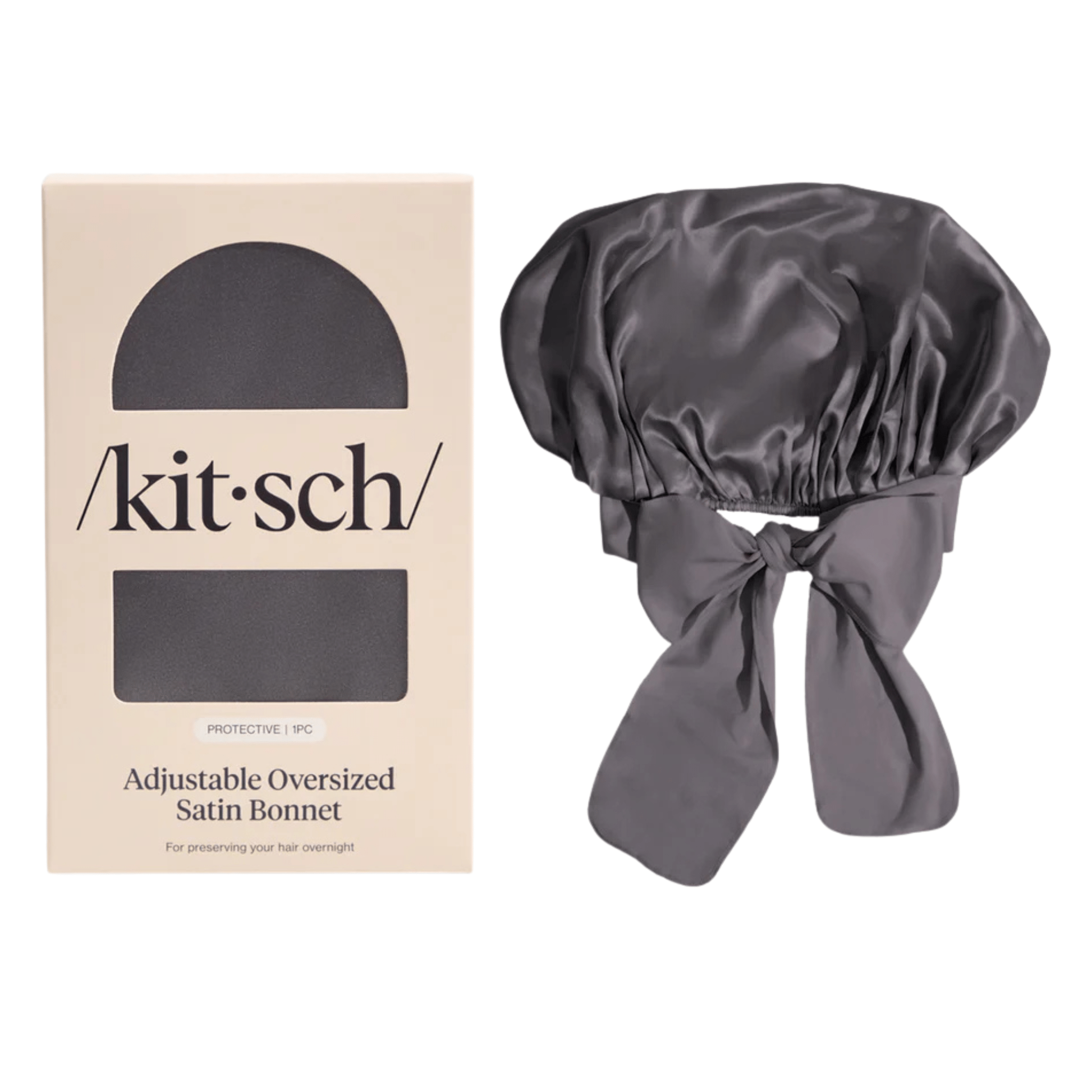 Kitsch. Bonnet De Satin Ajustable XL - Gris Anthracite - Concept C. Shop