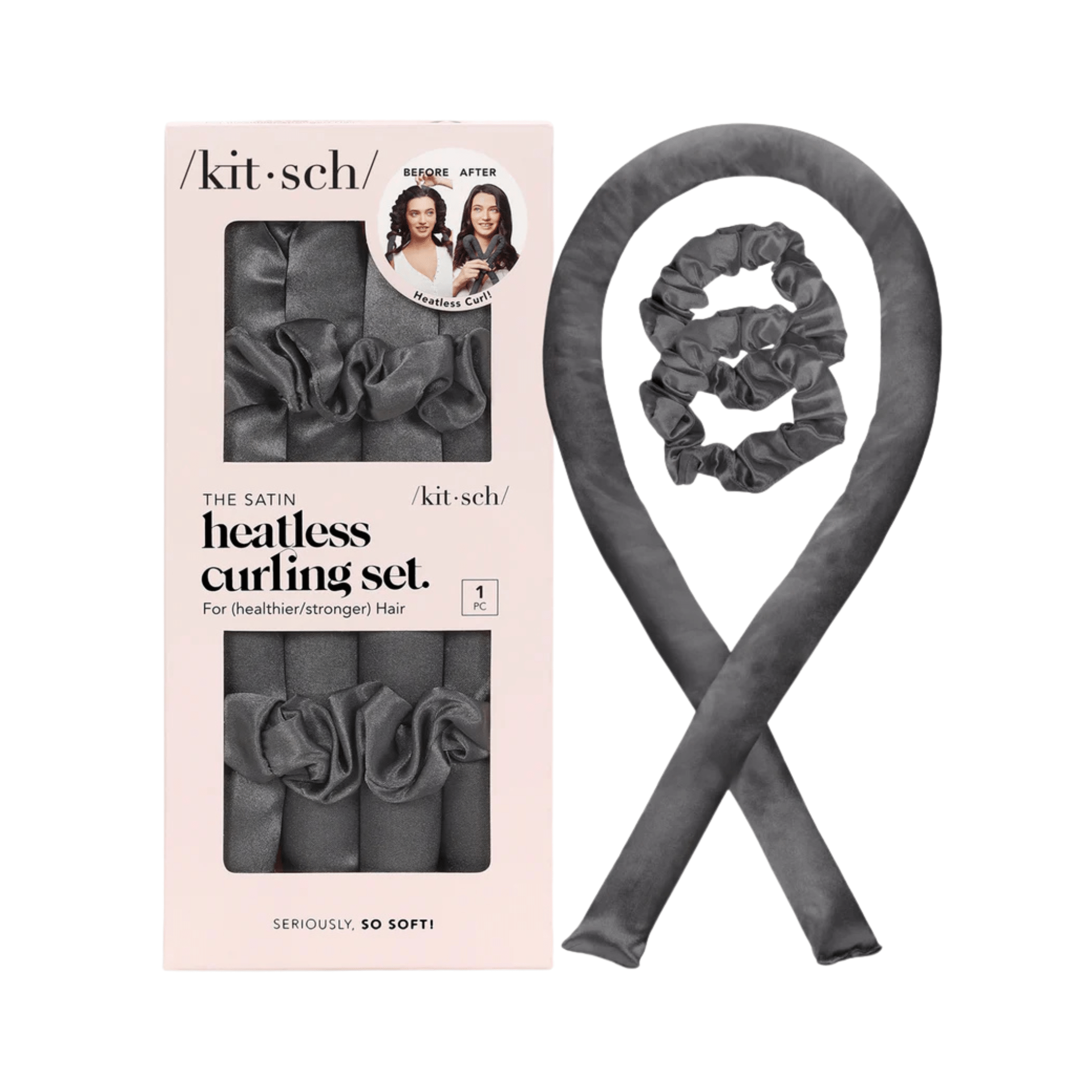 Kitsch. Ensemble Boucles Sans Chaleur Satin - Charcoal - Concept C. Shop