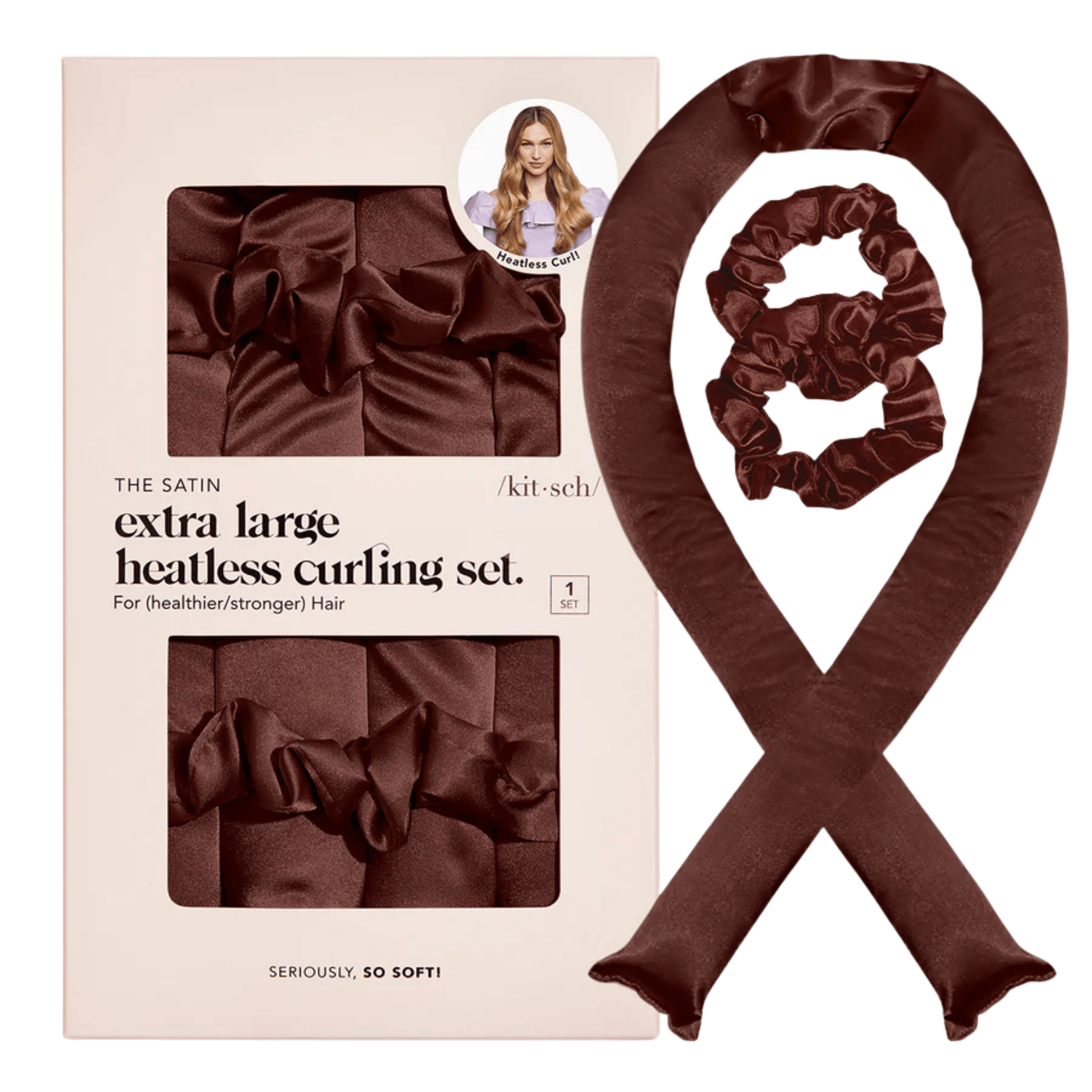 Kitsch. Ensemble Boucles Sans Chaleur Satin XL - Chocolat - Concept C. Shop