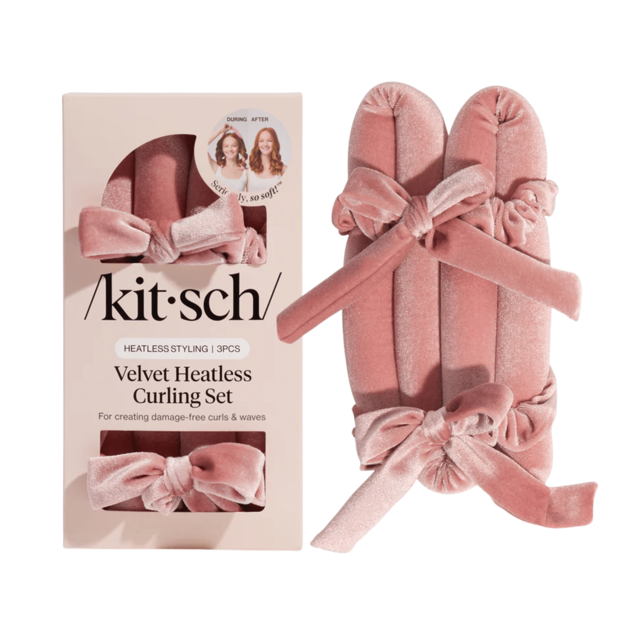 Kitsch. Ensemble Boucles Sans Chaleur Velours - Terracotta - Concept C. Shop