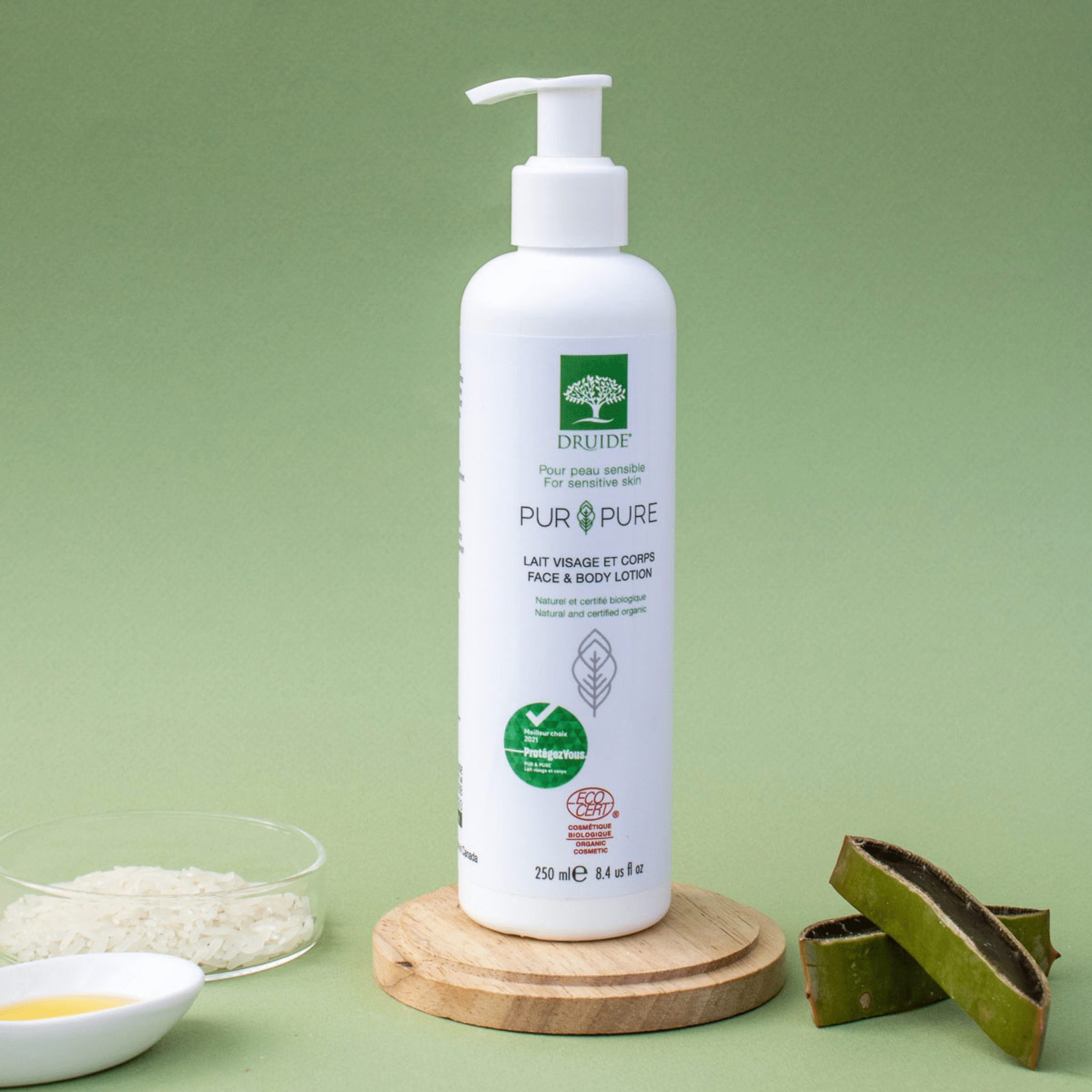 Laboratoires Druide. Lait Corps et Visage pour Peau Sensible Pur&Pure - 250 ml - Concept C. Shop