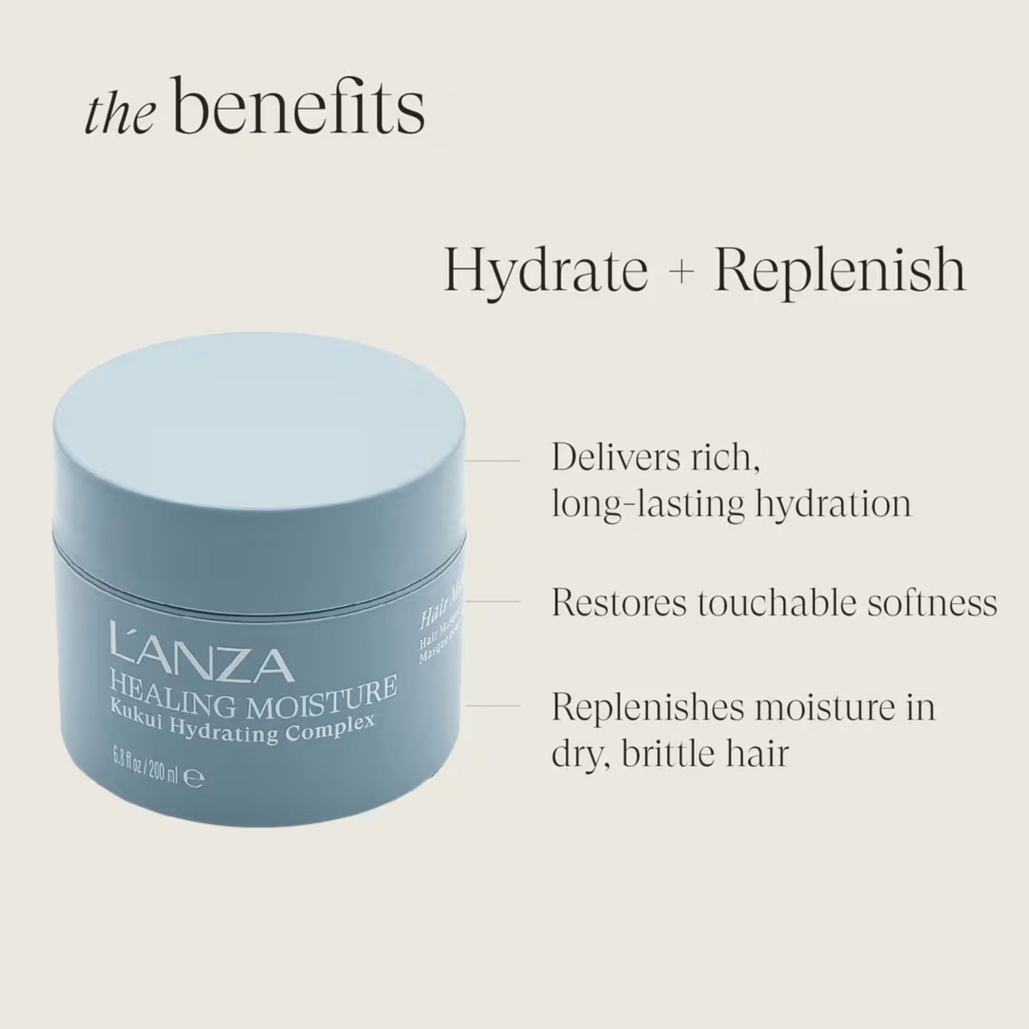 L'Anza. Healing Moisture Masque Hydratant Avec Complexe Hydratant Au Kukui - 200 ml - Concept C. Shop