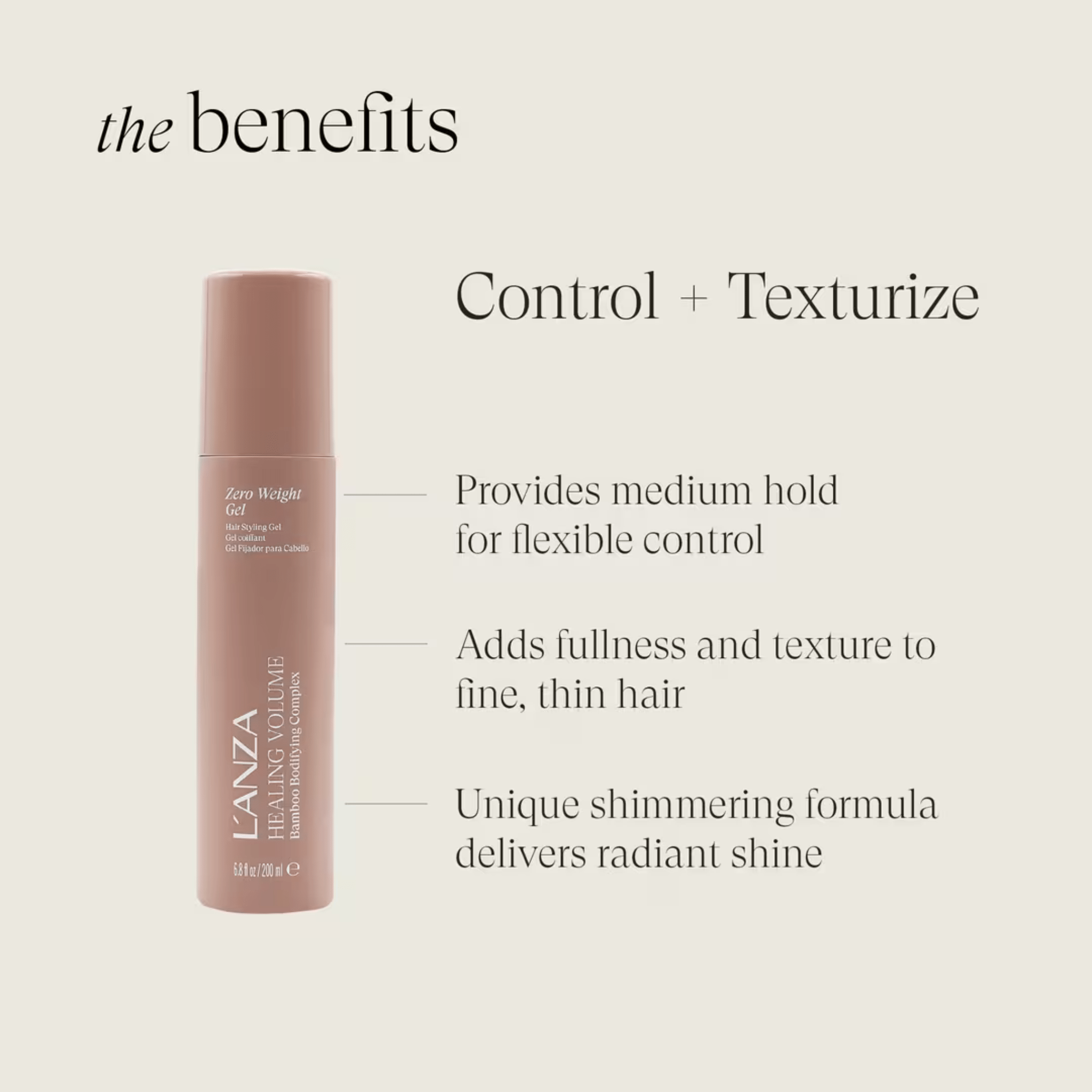 L'Anza. Healing Volume Gel Coiffant Zero Weight Complexe Volumisant Au Bamboo - 200 ml - Concept C. Shop