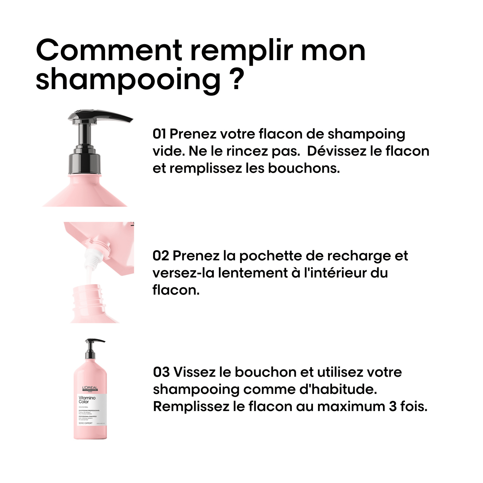 L'Oréal. Série Expert Shampoing Fixateur De Couleur Vitamino Color (Recharge) - 1000 ml - Concept C. Shop