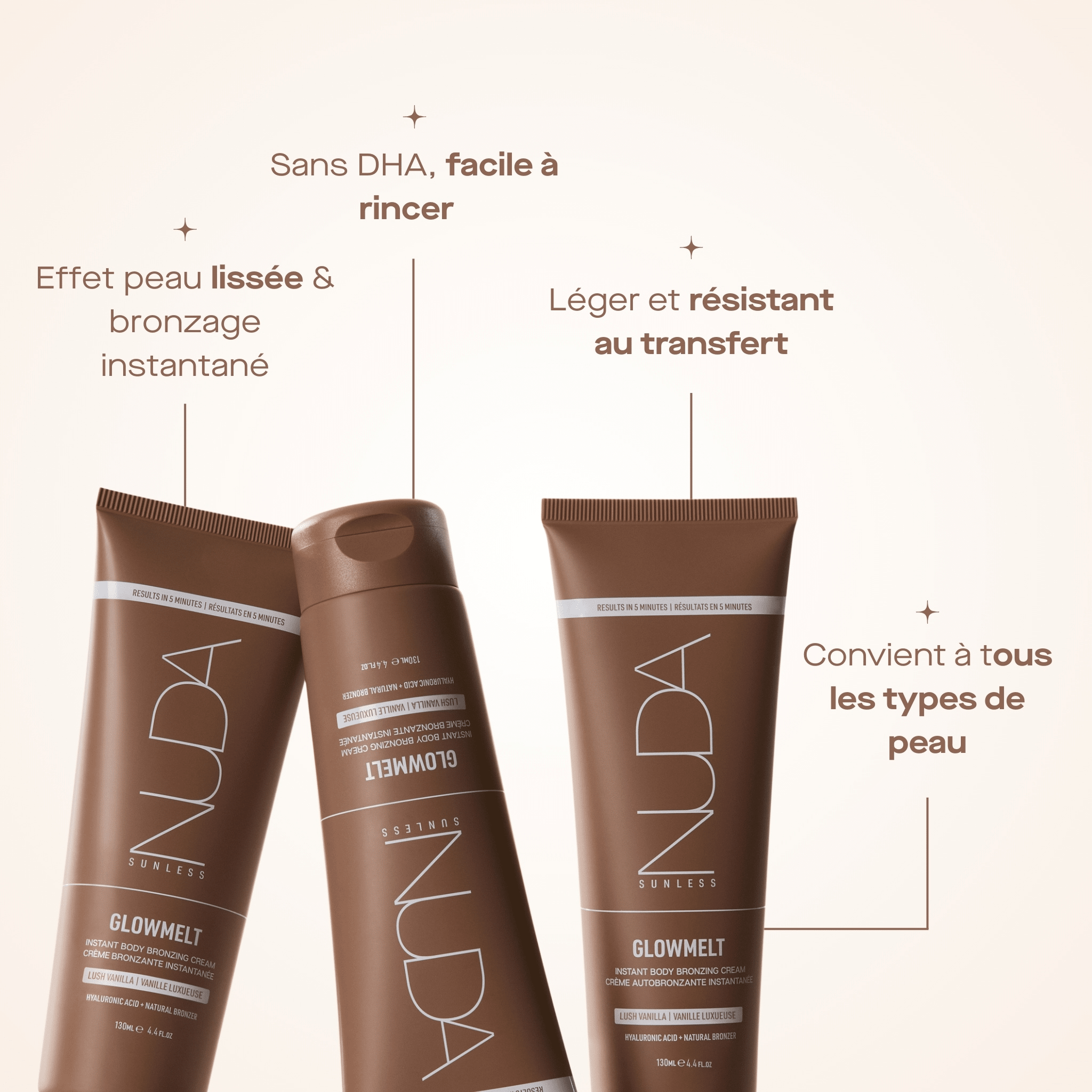 Nuda. Crème Bronzante Instantanée pour le Corps GlowMelt - 130 ml - Concept C. Shop
