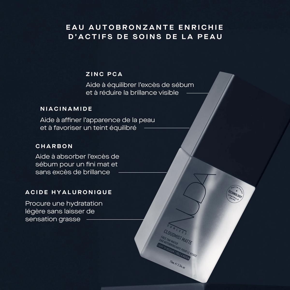 Nuda. Eau Autobronzante Matifiante Pour le Visage Cloudmist Matte- Pâle à Moyen - 75 ml - Concept C. Shop