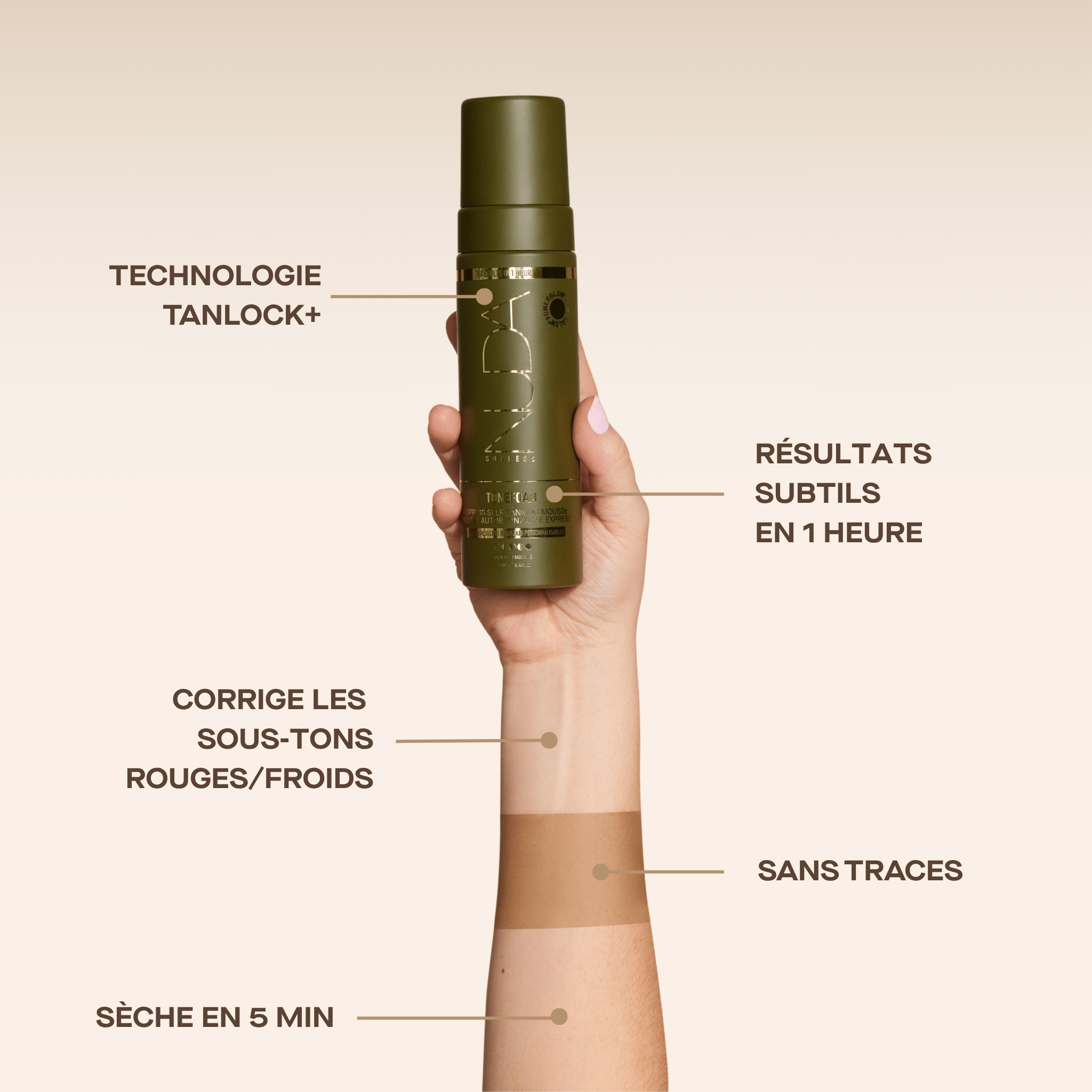 Nuda. Mousse Autobronzante Express Tonefoam - Base Olive - 190 ml - Concept C. Shop