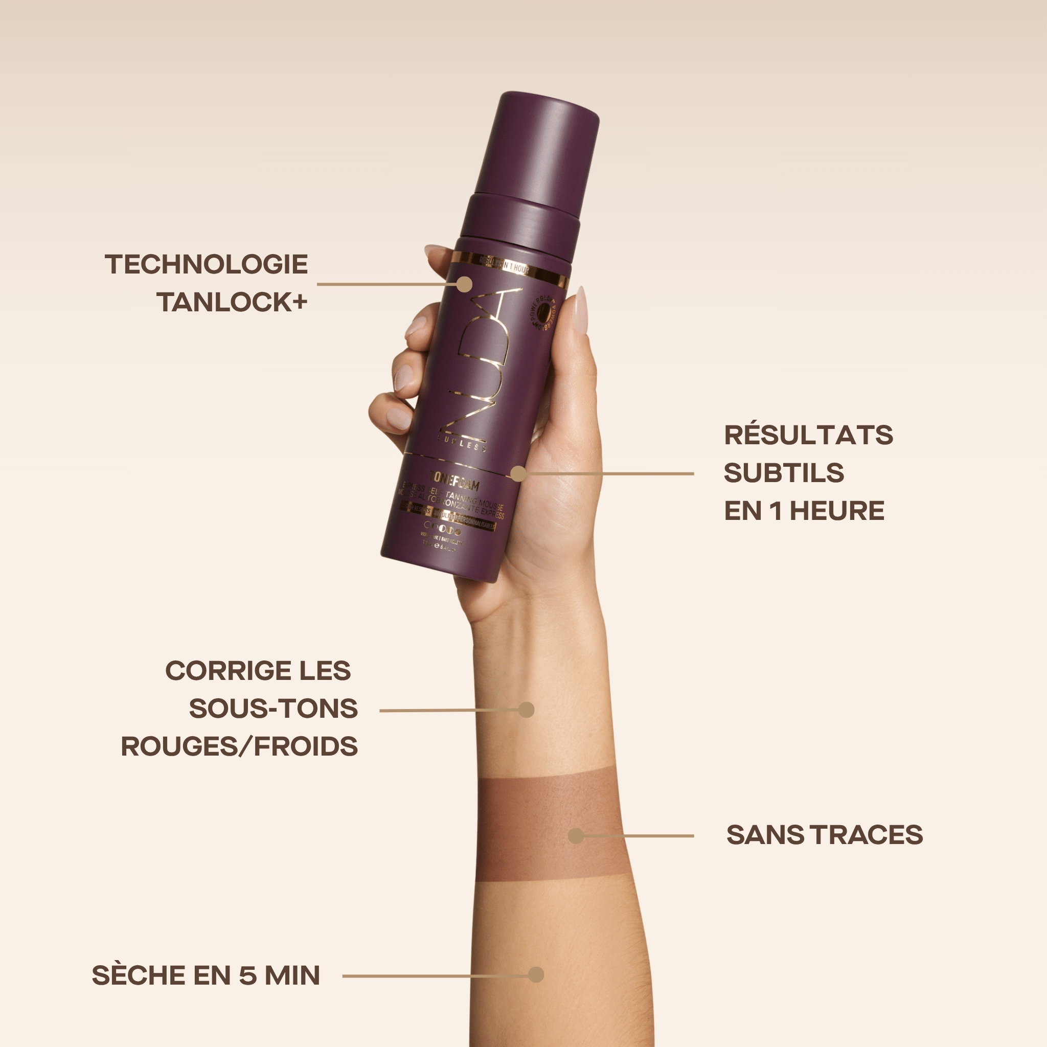 Nuda. Mousse Autobronzante Express Tonefoam - Base Violette - 190 ml - Concept C. Shop