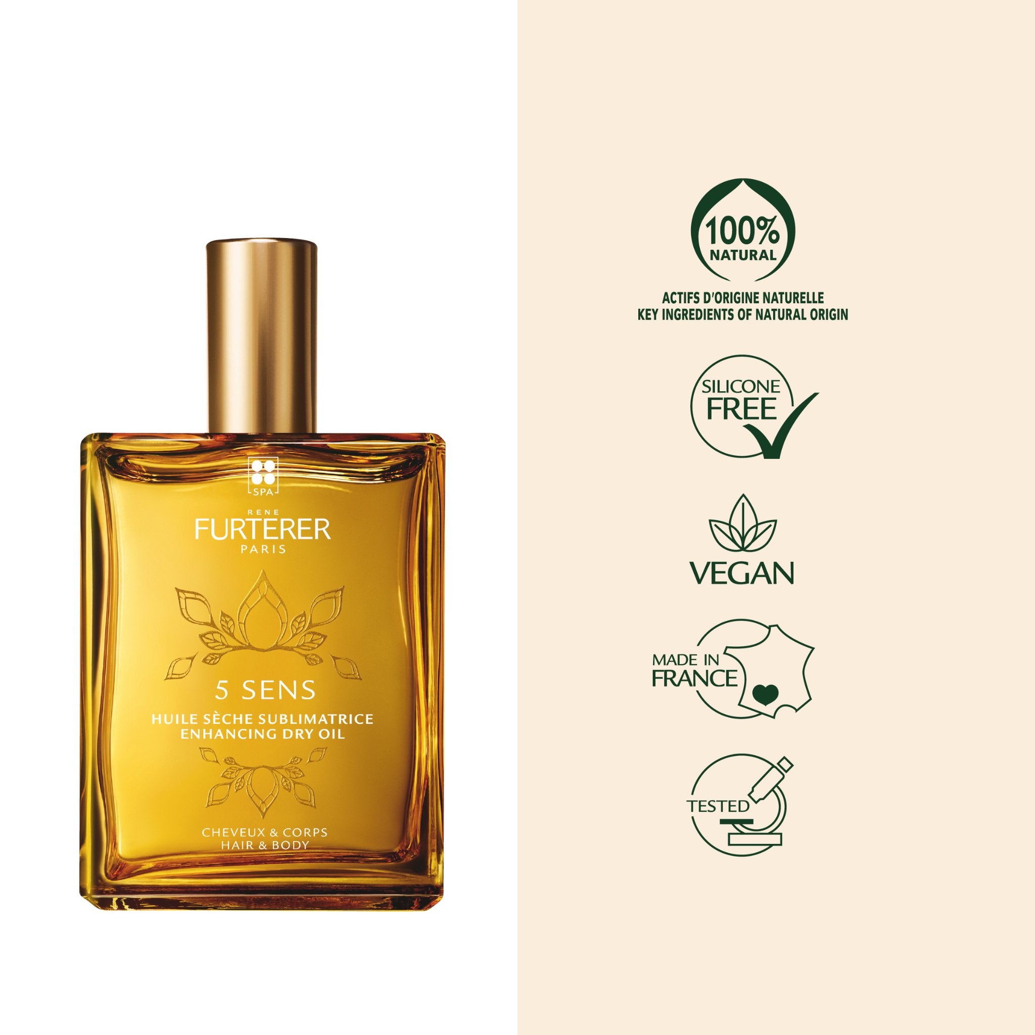 René Furterer. 5 Sens Huile Sèche Sublimatrice Corps et Cheveux - 100 ml - Concept C. Shop