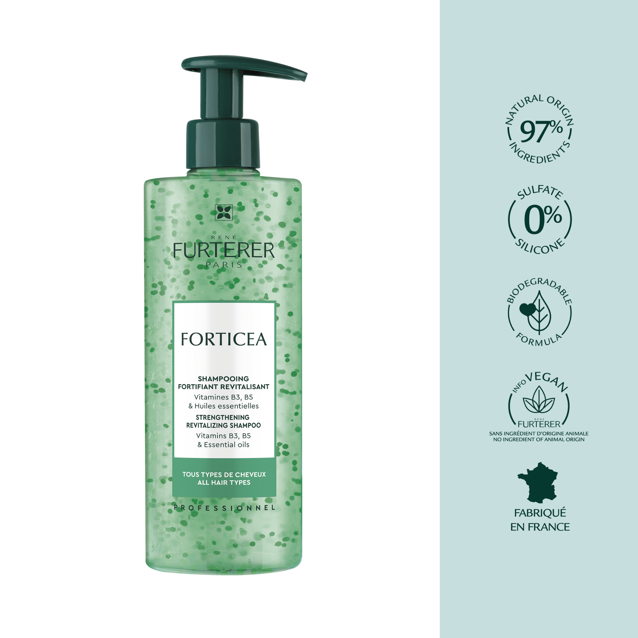 René Furterer. Forticea Shampoing Énergisant Aux Huiles Essentielles - 500 ml - Concept C. Shop