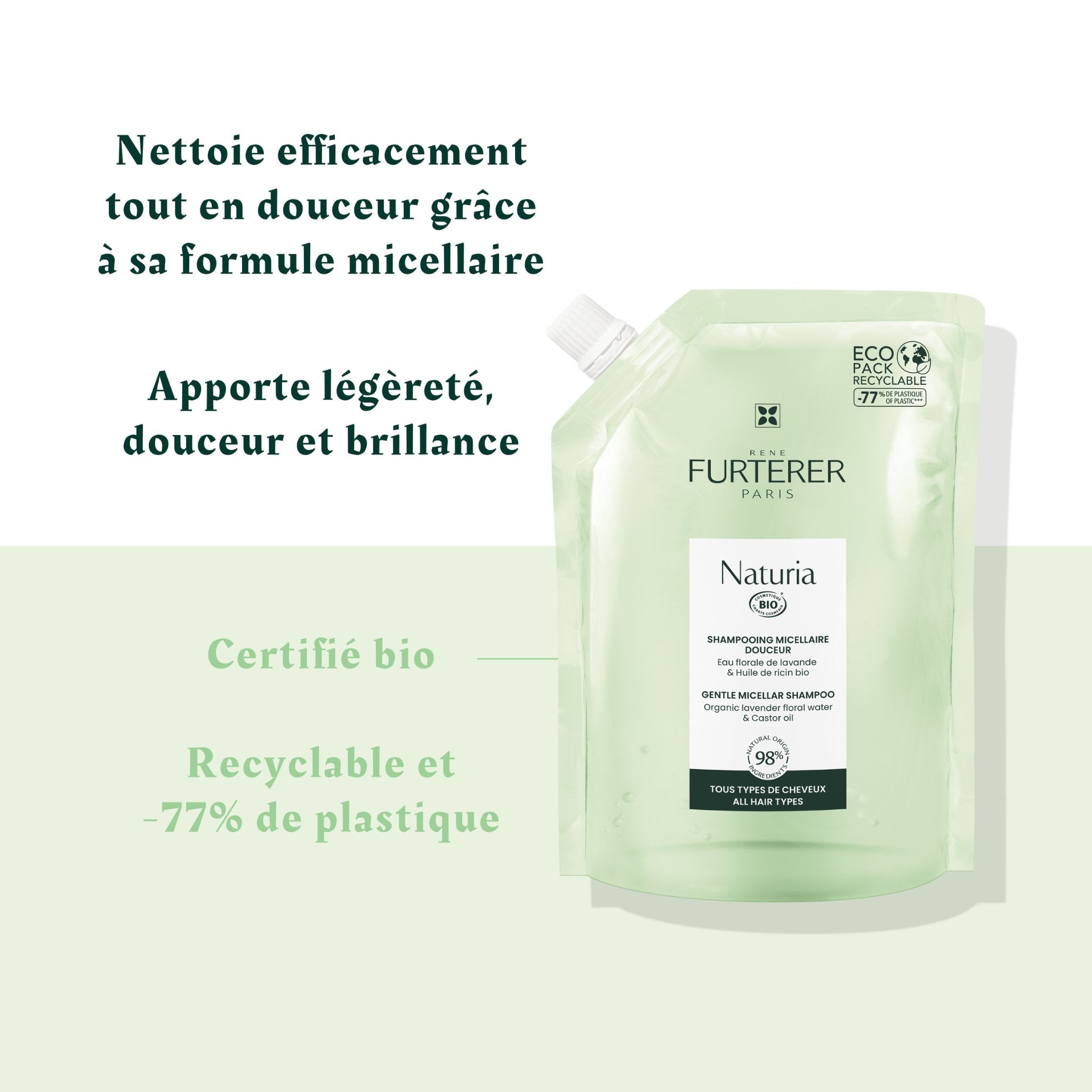 René Furterer. Naturia Éco - Recharge Shampoing Micellaire - 400 ml - Concept C. Shop