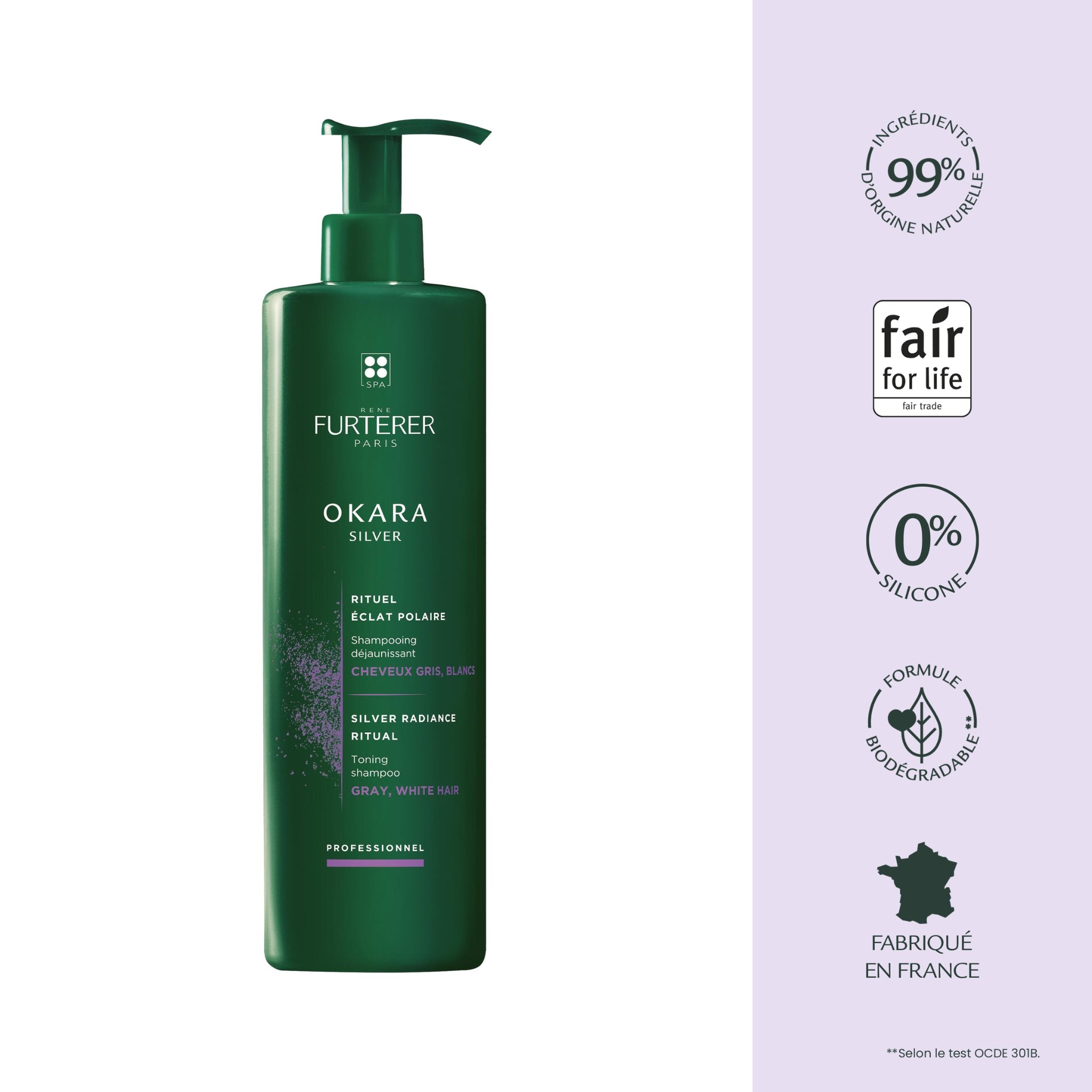 René Furterer. Okara Silver Shampoing Déjaunissant - 600 ml - Concept C. Shop