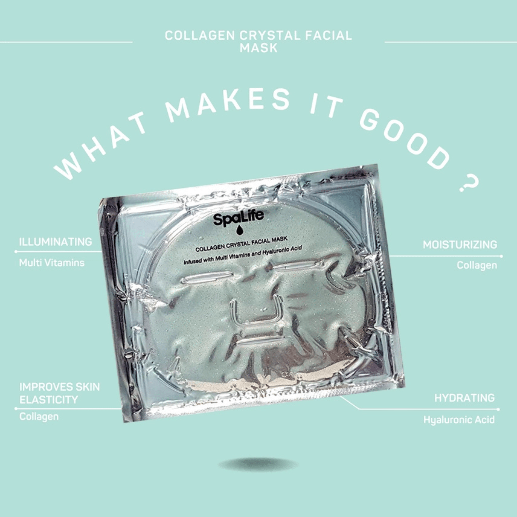 Spa Life. Masque De Gel En Feuille pour Visage - Collagène Crystal - Concept C. Shop