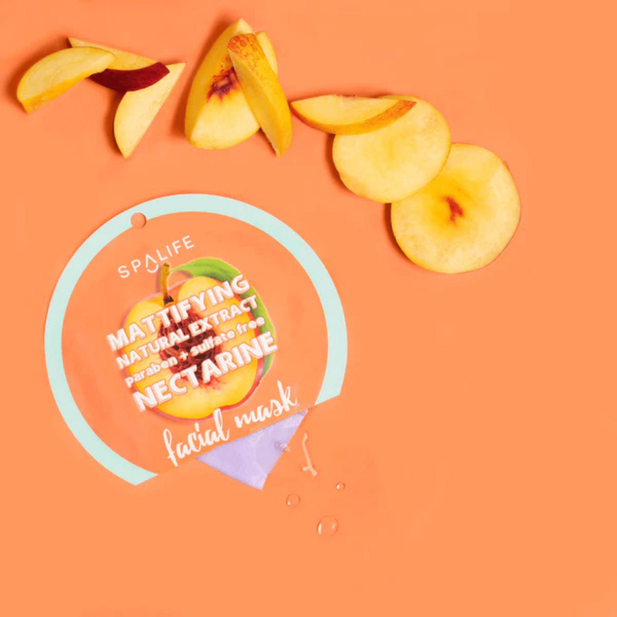 Spa Life. Masque Matifiant Pour Le Visage En Tissu Extraits Naturels De Nectarine - 1 Unité - Concept C. Shop