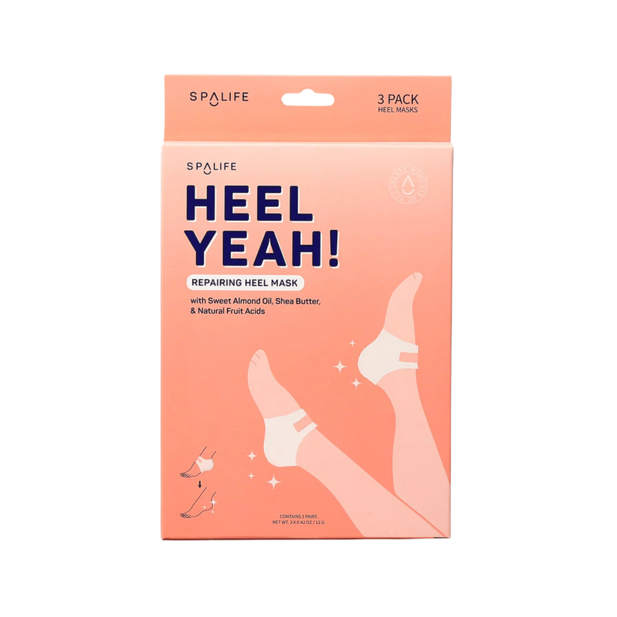 Spa Life. Masque Réparateur Pour Talons Huile D'Amande Douce, Beurre De Karité Et Acides De Fruits Naturels - 3 Paires - Concept C. Shop