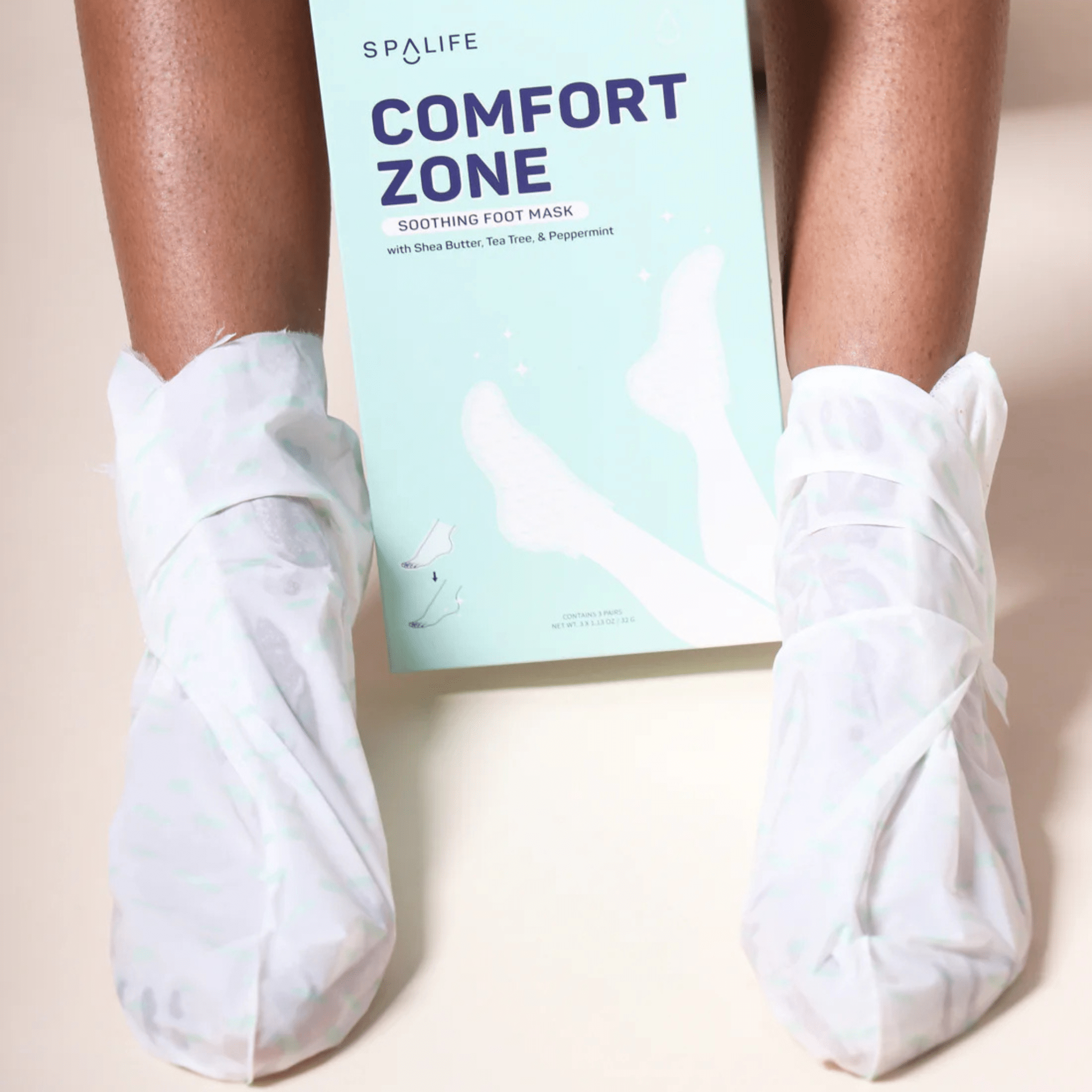 Spa Life. Masques Apaisants Pour Les Pieds Au Beurre De Karité, L'Arbre À Thé & Menthe Poivrée - 1 Paire - Concept C. Shop